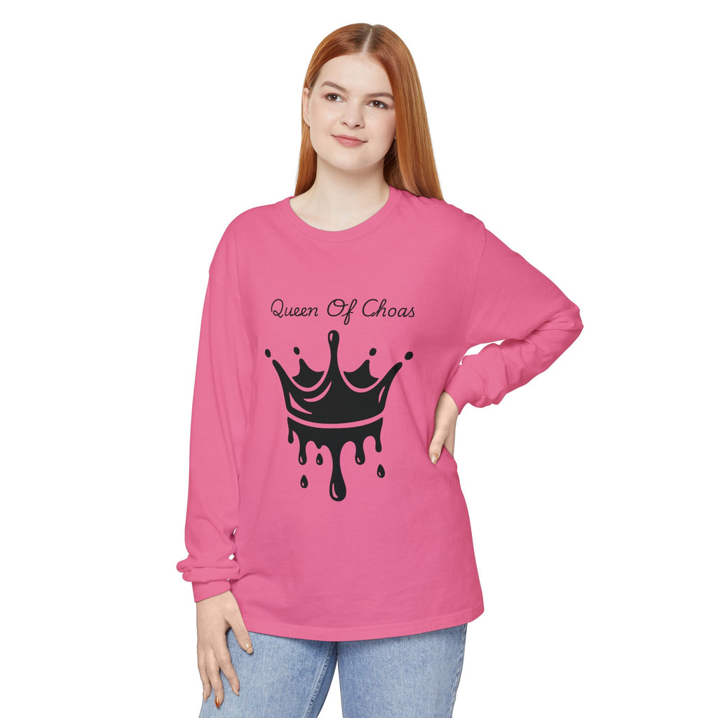 Queen of Chaos Long Sleeve T-Shirt - Stylish Unisex Apparel for Creative Souls, Casual Wear, Gift for Her, Birthday, Everyday Style