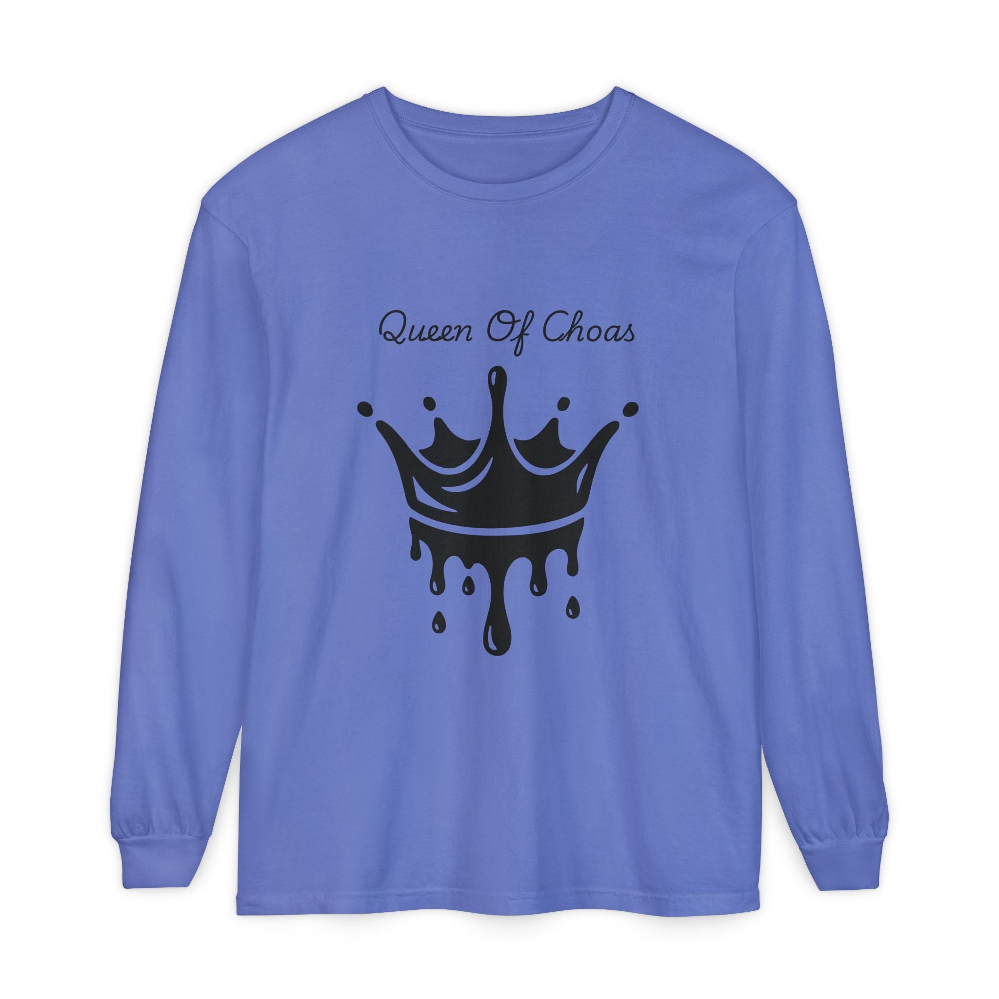 Queen of Chaos Long Sleeve T-Shirt - Stylish Unisex Apparel for Creative Souls, Casual Wear, Gift for Her, Birthday, Everyday Style