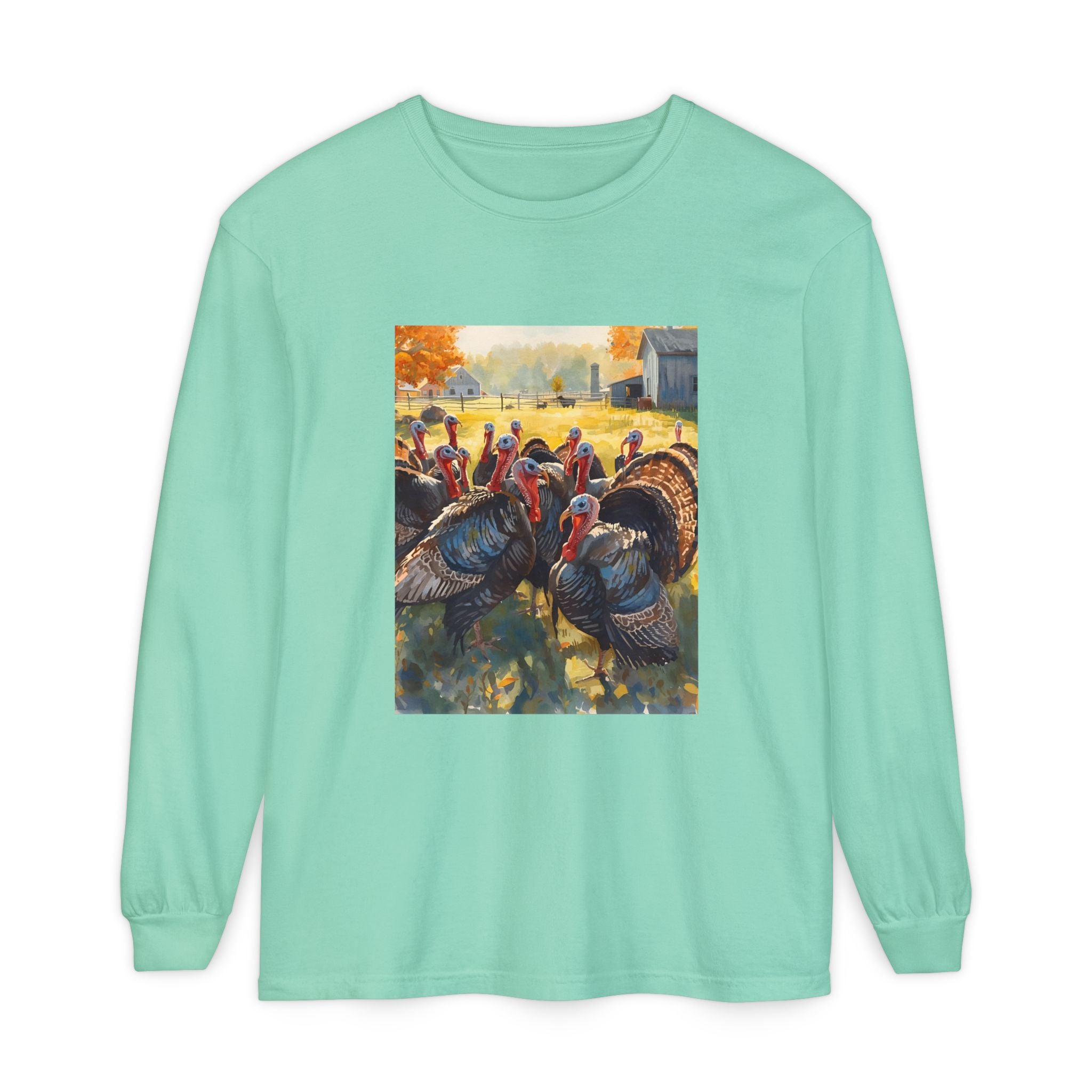 Thanksgiving Turkey Unisex Garment-dyed Long Sleeve T-Shirt