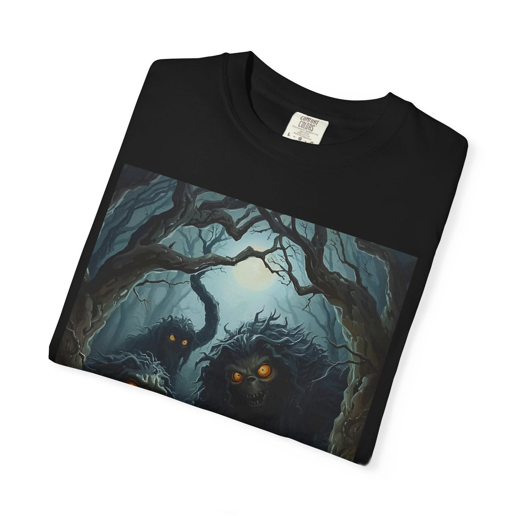 Spooky Mysterious Forest Graphic T-Shirt, Unisex Tee, Nature Lover Gift, Halloween Apparel, Unique Artwear