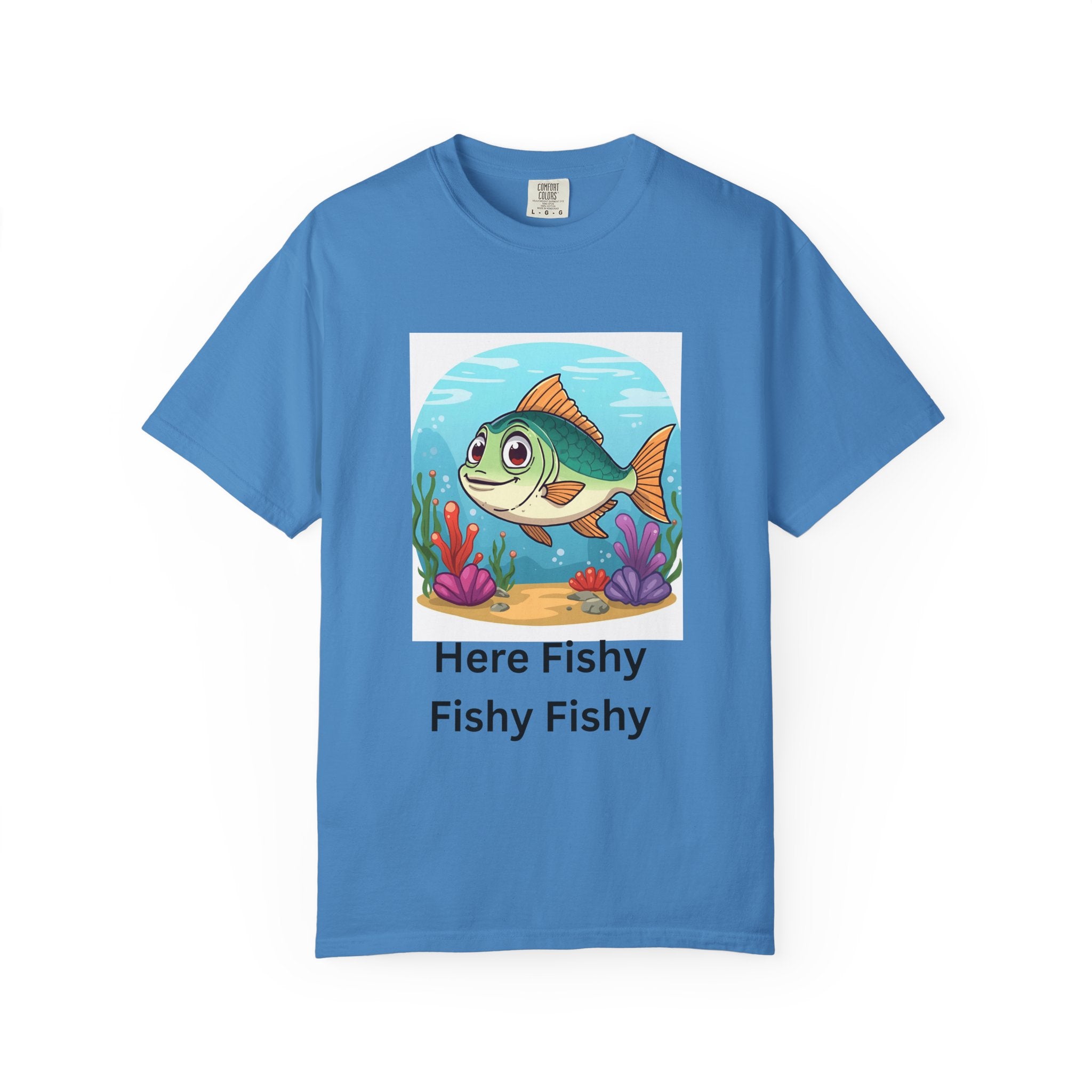 Playful Fish T-Shirt for Nature Lovers, Here Fishy Fishy Fishy Tee, Unisex Casual Wear, Perfect for Birthdays, Summer Fun, Beach Outings