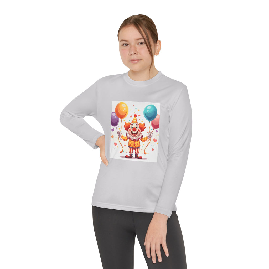 Birthday Clown With Balloons Youth Long Sleeve Competitor Tee