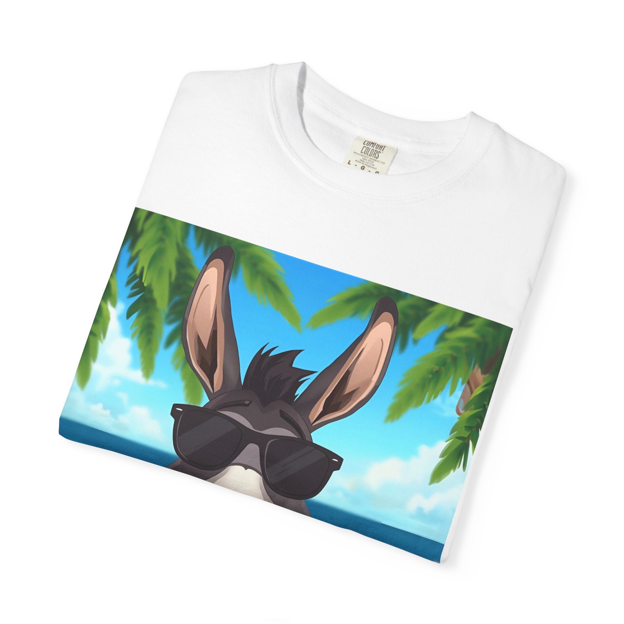 Chill Donkey Sunset T-Shirt, Unisex Summer Tee, Casual Beachwear, Gift for Animal Lovers, Fun Vacation Shirt