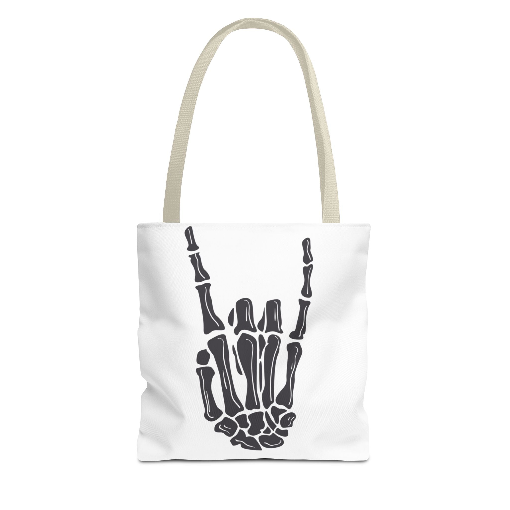 Rock On Skeleton Tote Bag, Goth Tote, Halloween Accessory, Cute Gift for Teens, Festival Bag, Band Merchandise