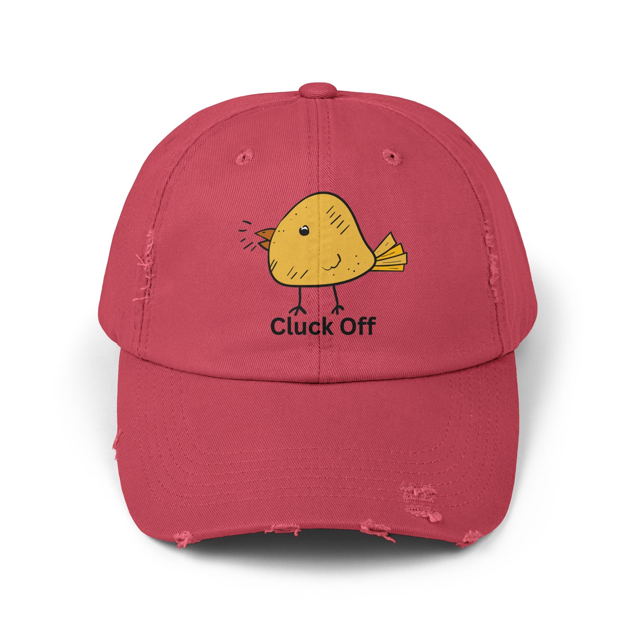 Quirky Distressed Cap with 'Cluck Off' Design - Fun Gift for Bird Lovers, Casual Wear, Summer Accessory, Unique Hat, Funny Cap