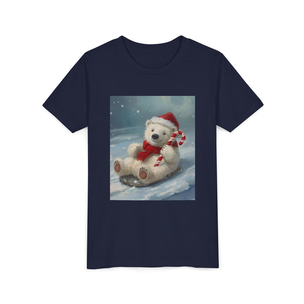 Cute Christmas Bear Youth Short Sleeve Tee