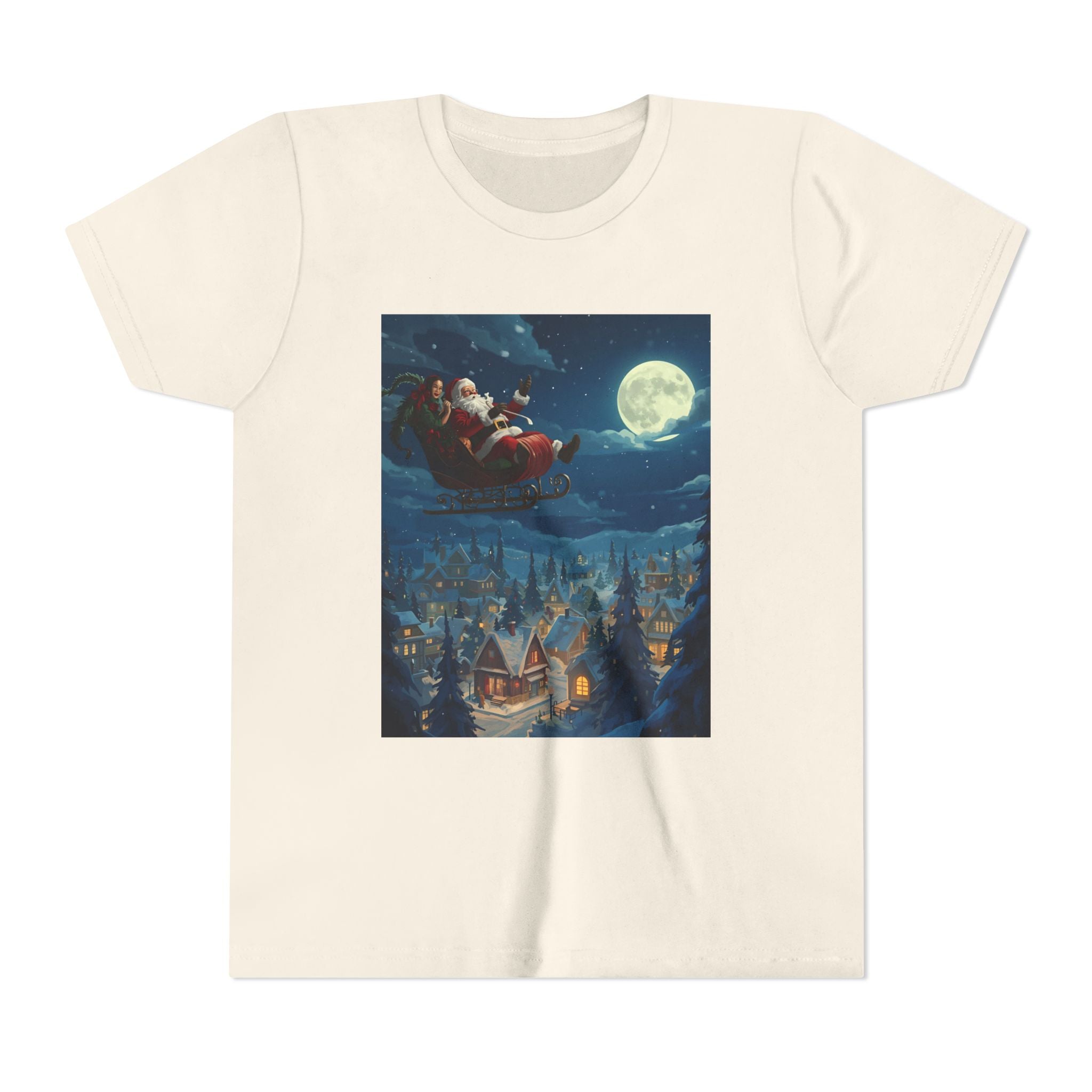 Christmas Santa Sleigh Youth Short Sleeve Tee