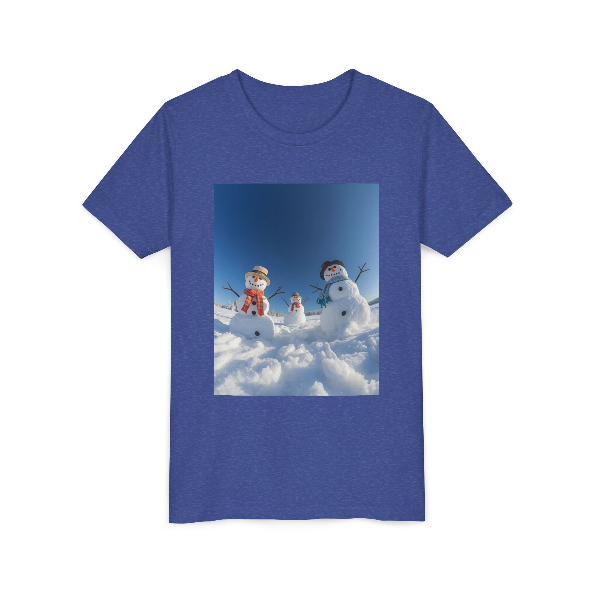 Festive Christmas Snowman Family Youth Short Sleeve Tee
