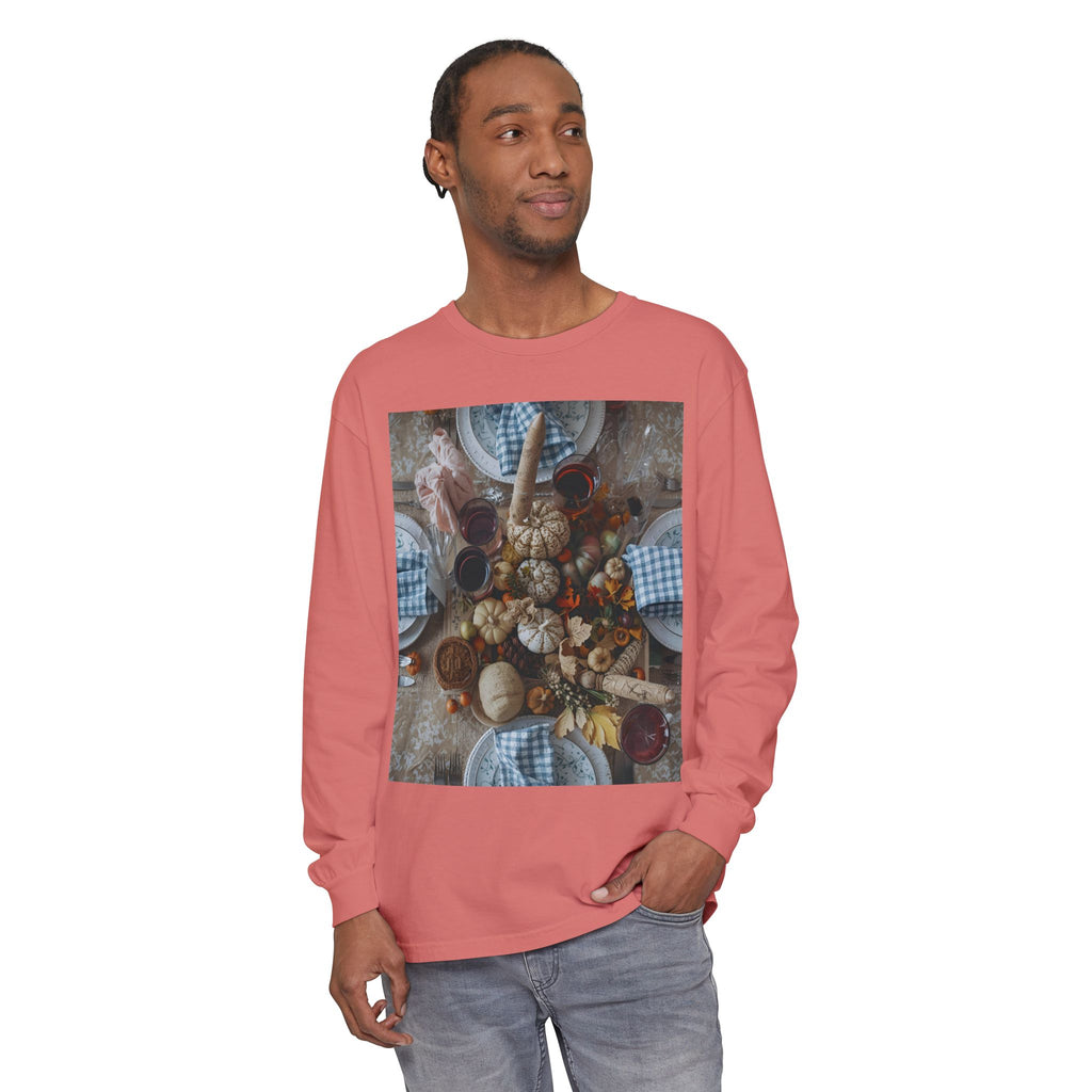 Rustic Gatherings Festive Long Sleeve T-Shirt for Gatherings, Casual Wear, Thanksgiving Shirt, Cozy Gift, Holiday Celebration Tee