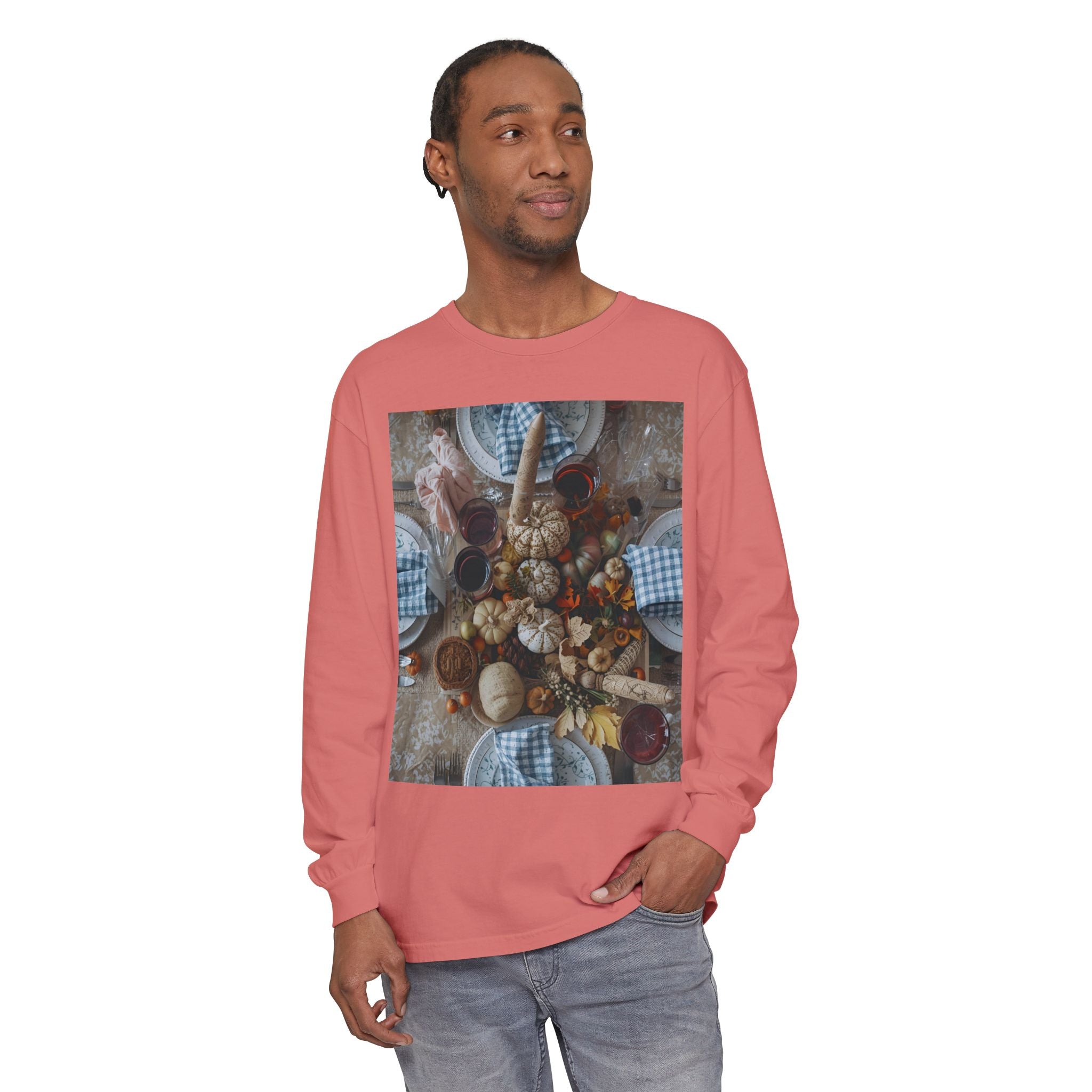 Rustic Gatherings Festive Long Sleeve T-Shirt for Gatherings, Casual Wear, Thanksgiving Shirt, Cozy Gift, Holiday Celebration Tee