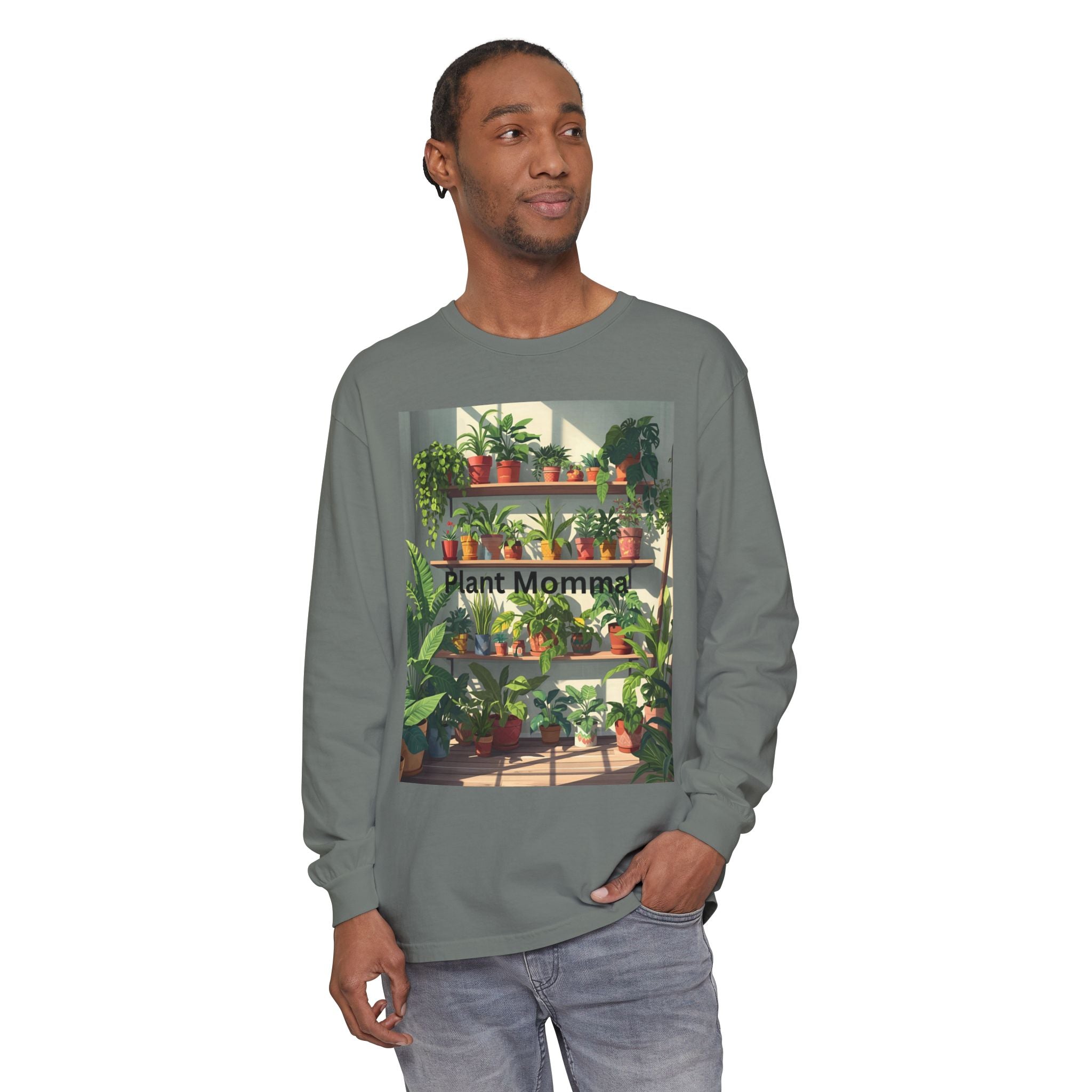 Plant Momma Long Sleeve T-Shirt, Perfect for Plant Lovers, Gardening Gifts, Eco-friendly Fashion, Casual Wear, Spring Celebrations