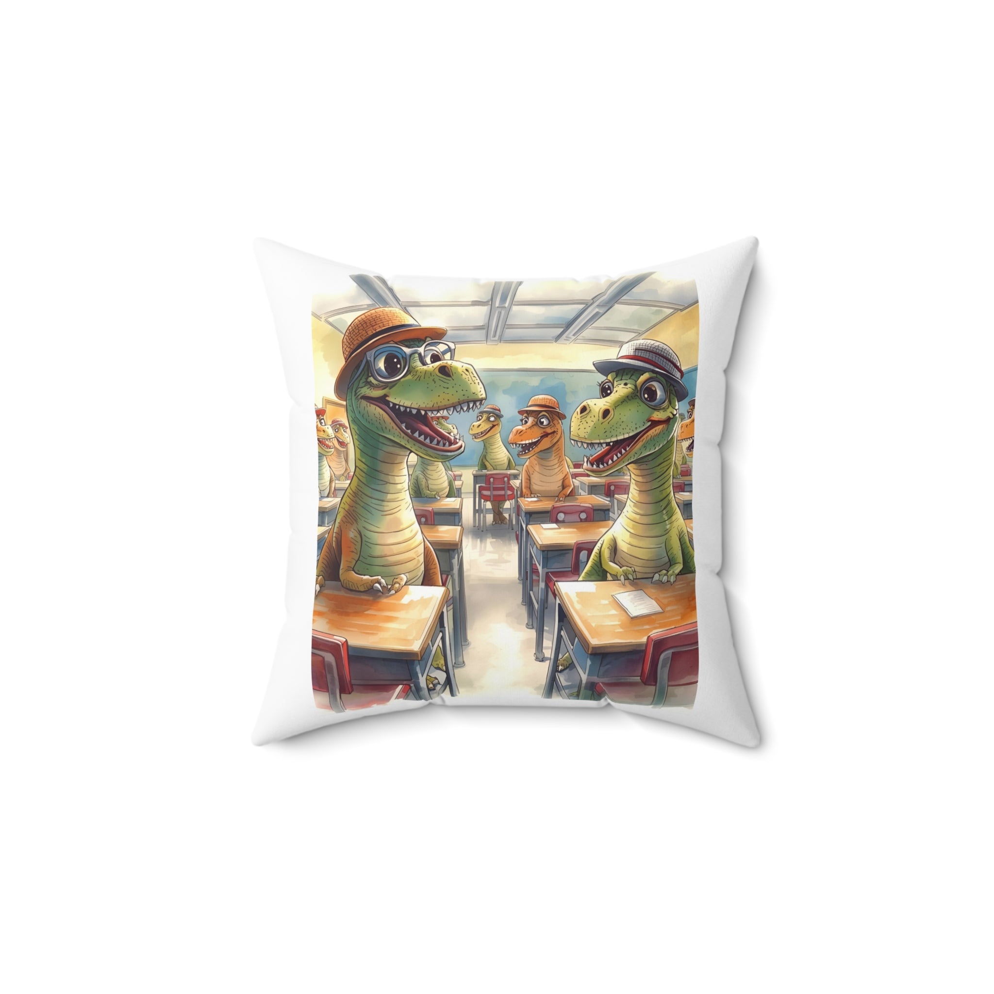 Dinosaur Classroom Pillow, Fun Home Decor, Kids Room Accent, Educational Gift, Playroom Cushion