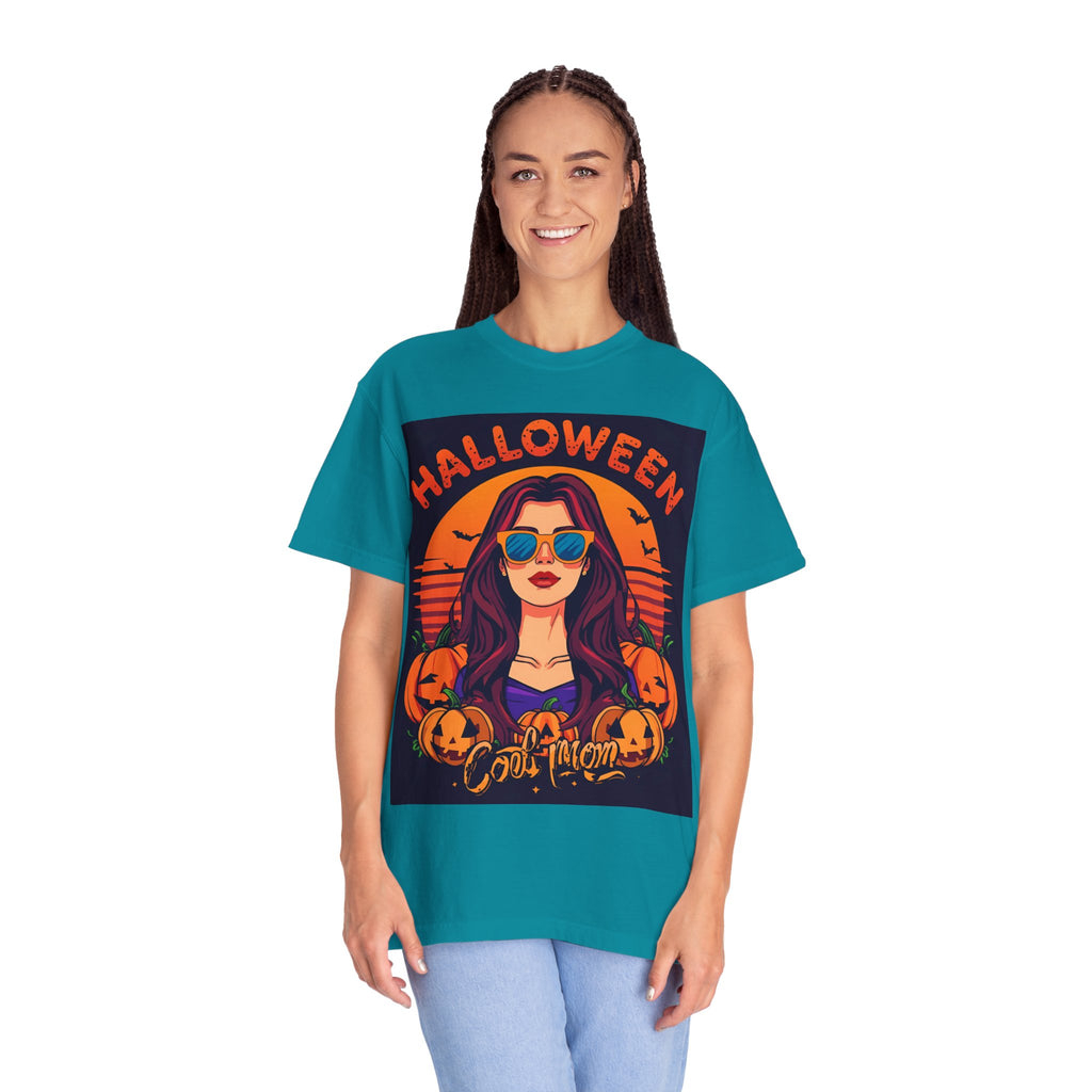 Halloween Cool Mom T-Shirt, Unisex Garment-Dyed Tee, Spooky Season Apparel, Fall Fashion, Halloween Costume Shirt