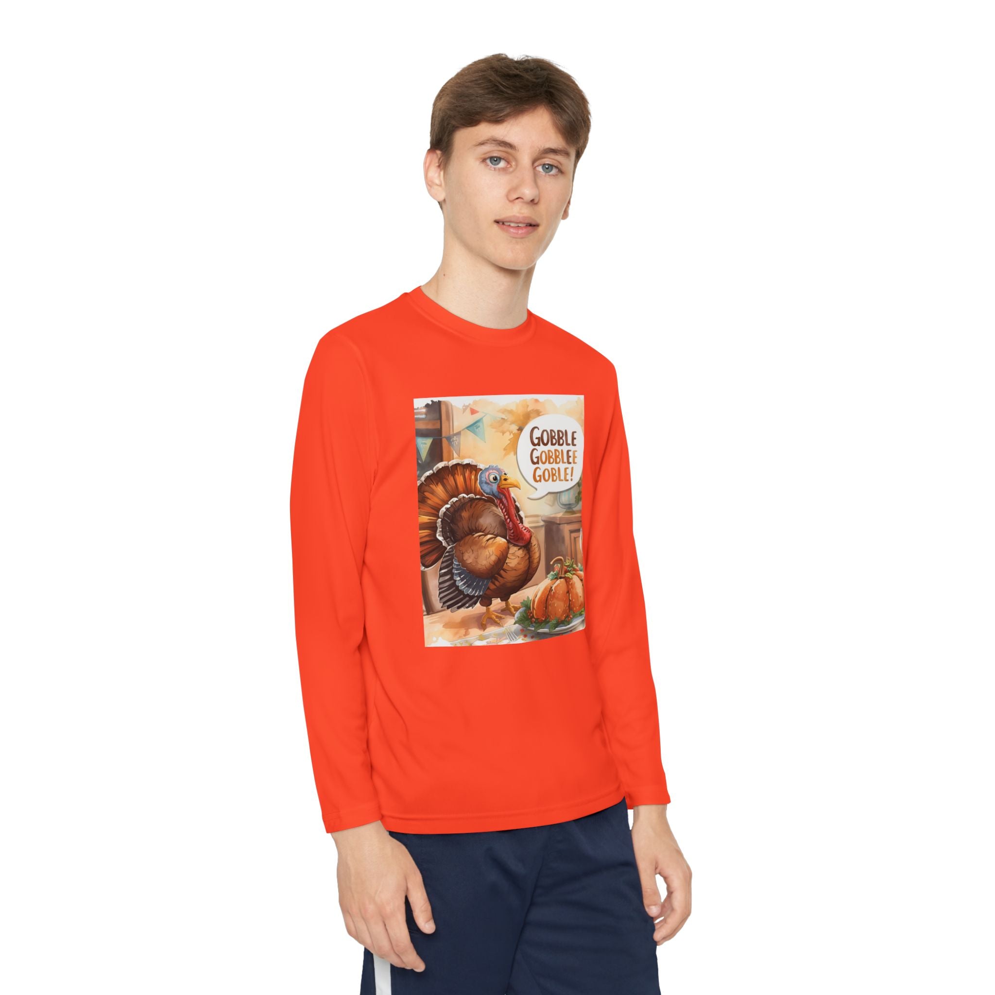 Thanksgiving Turkey Youth Long Sleeve Competitor Tee