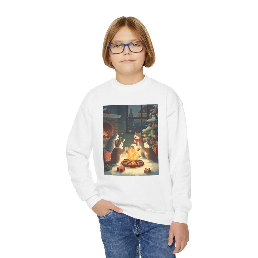 Cute Cats Christmas Youth Crewneck Sweatshirt