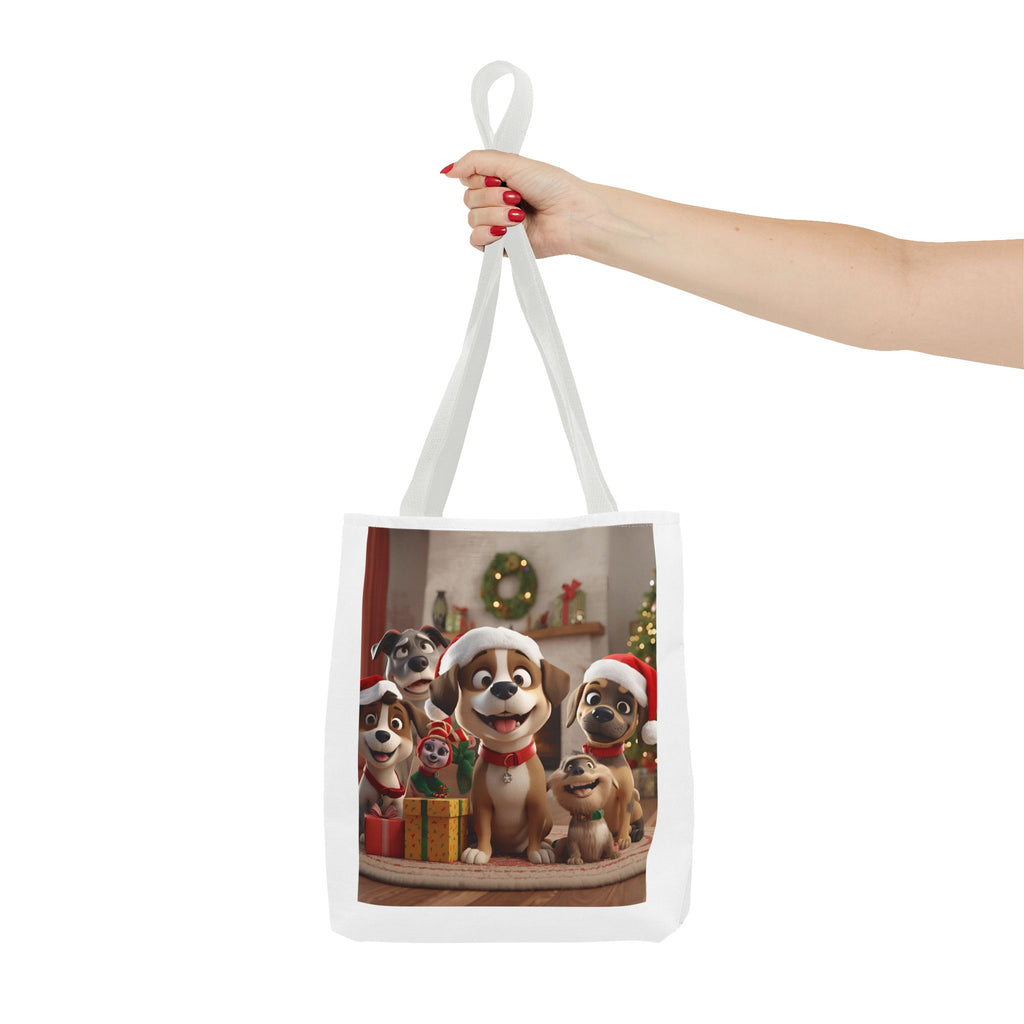 Cute Christmas Festive Dog Lovers Tote Bag, Cute Christmas Gift for Animal Lovers, Holiday Shopping, Pet Owner Accessory, Reusable Bag