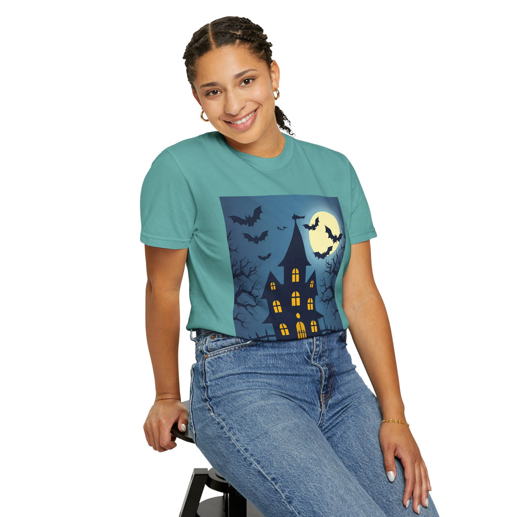 Haunted House T-Shirt, Spooky Halloween Tee, Unisex Shirt, Fall Apparel, Ghostly Graphic Tee, October Celebration Outfit