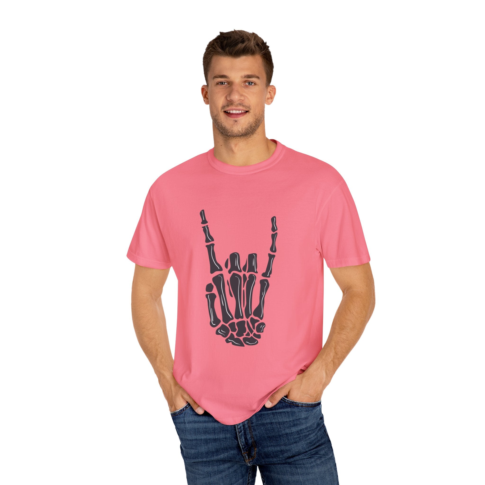 Skeleton Hand Rock On T-Shirt, Music Lover Apparel, Unisex Graphic Tee, Festival Outfit, Halloween Costume, Soft Cotton Shirt
