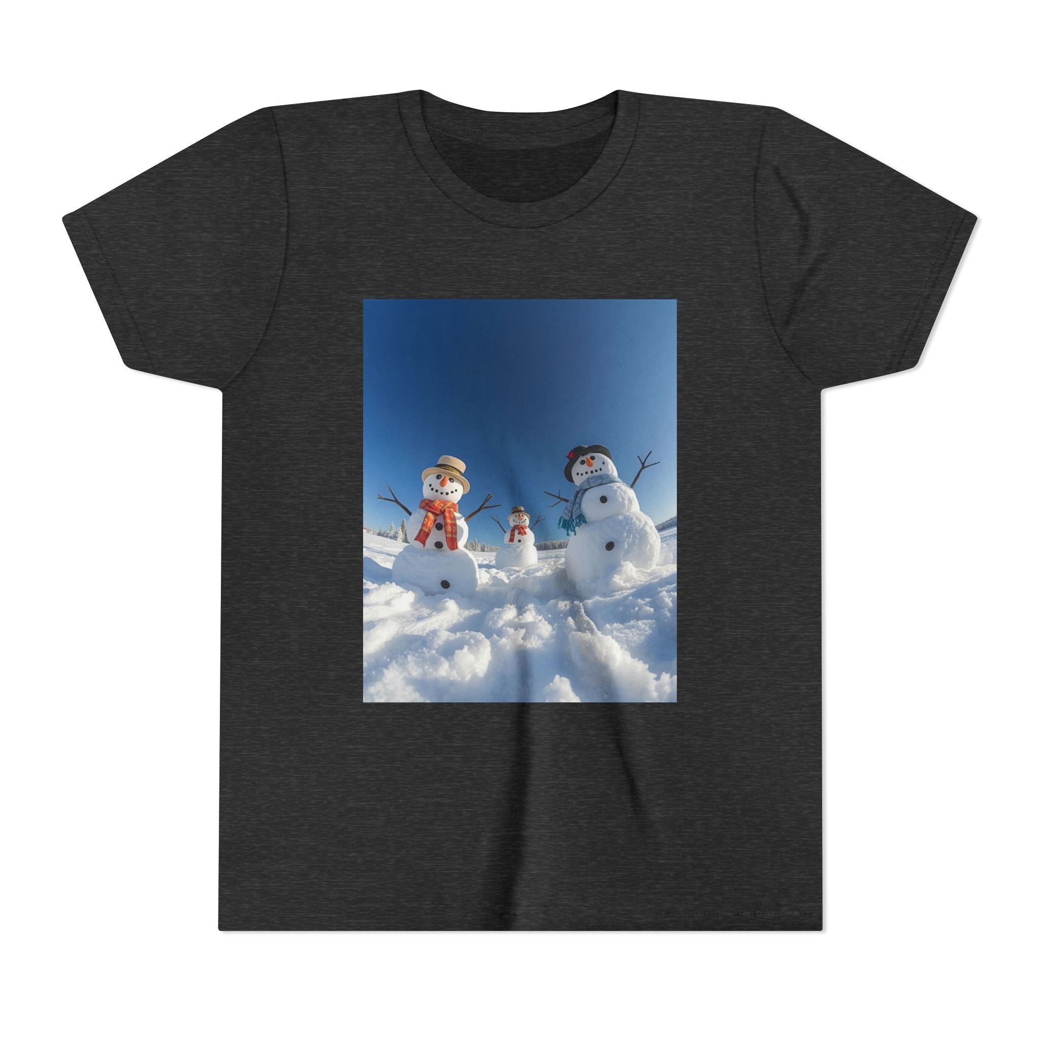Festive Christmas Snowman Family Youth Short Sleeve Tee