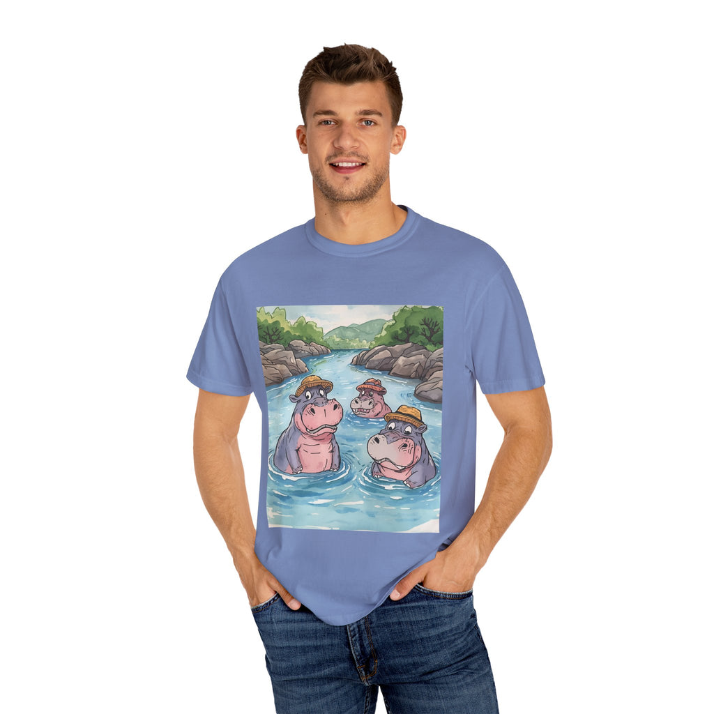 Hippo Adventure Unisex T-Shirt, Cute Animal Tee, Gift for Nature Lovers, Casual Wear, Birthday and Summer Vibe