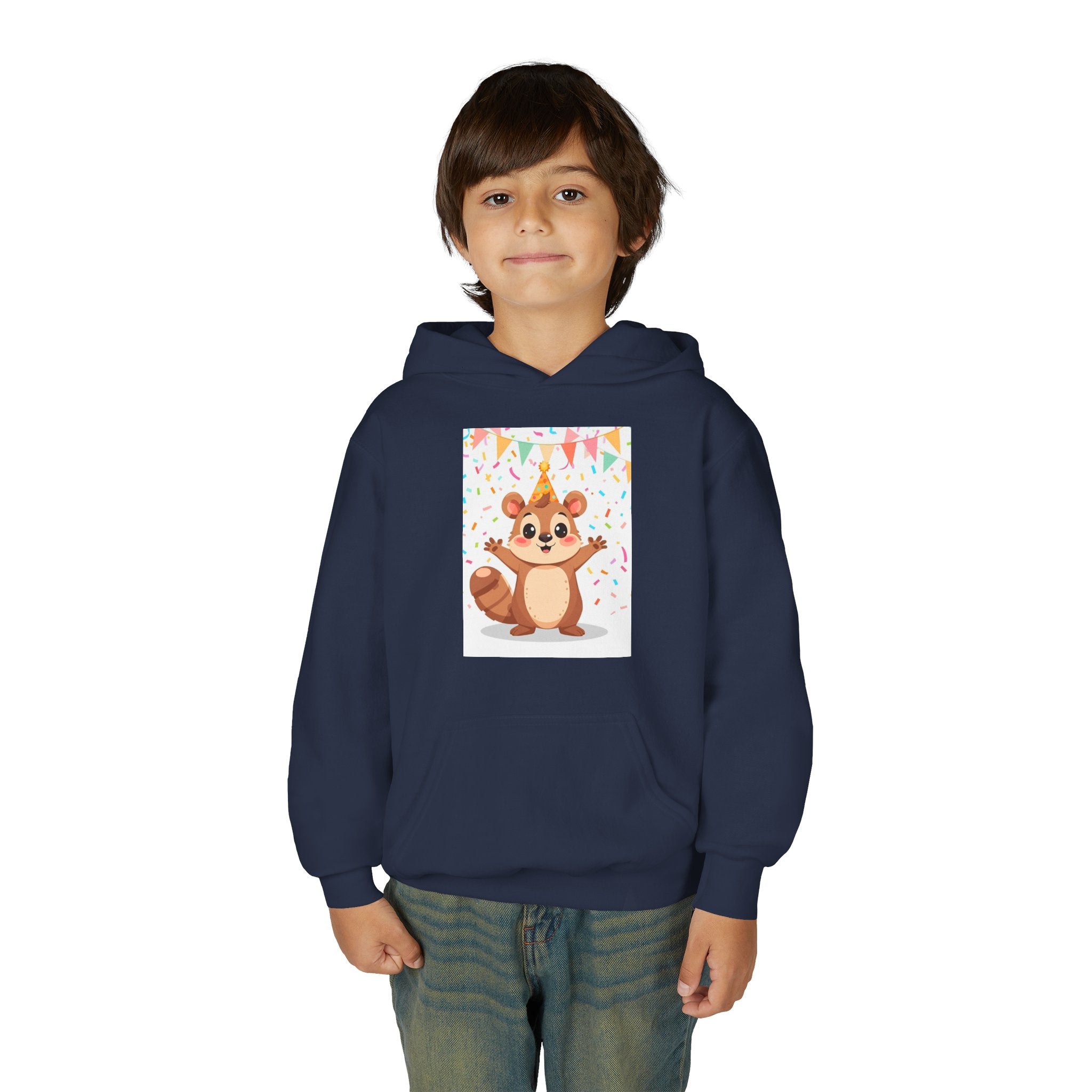 Party Animal With Squirl Youth Heavy Blend Hooded Sweatshirt
