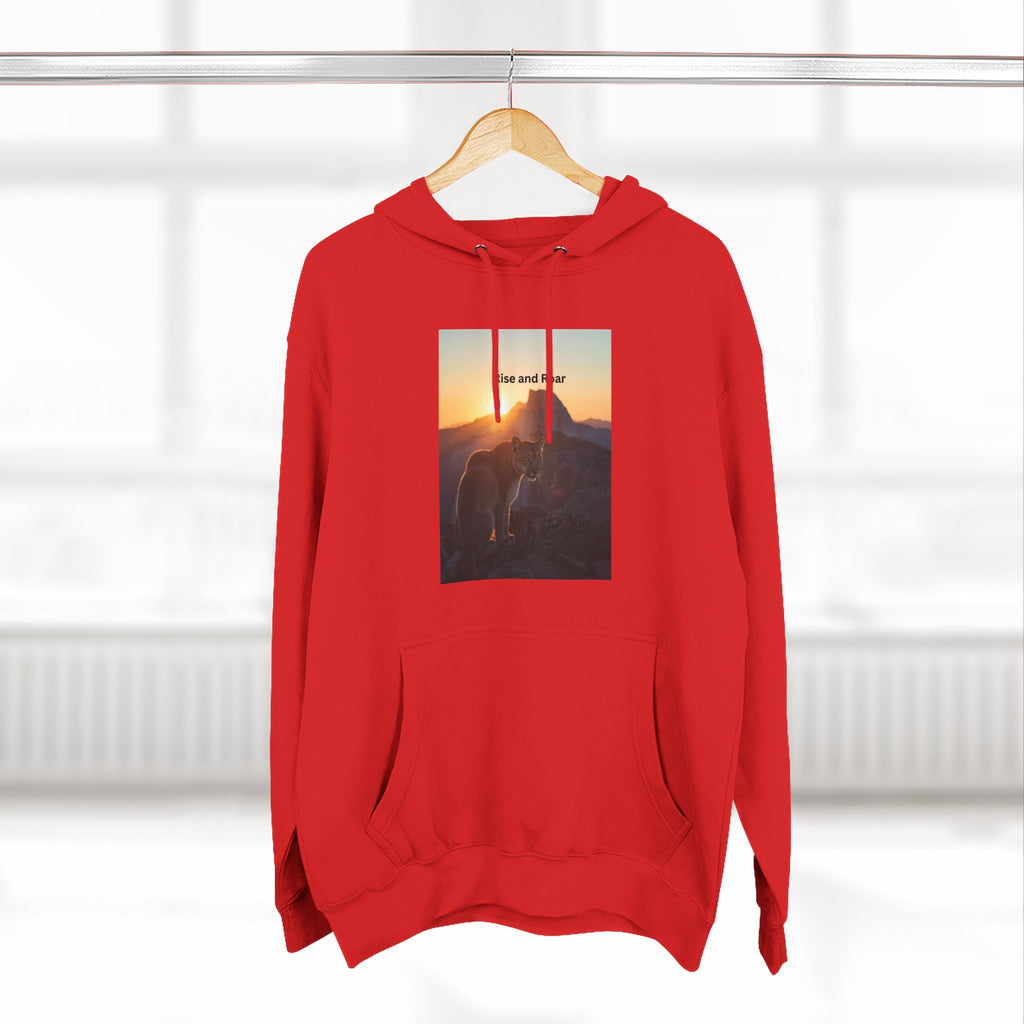 Rise And Roar Sunset Adventure Fleece Hoodie, Cozy Outdoor Hoodie, Travel Apparel, Nature Lover Gift, Comfortable Sweatshirt, Perfect for Bonfires