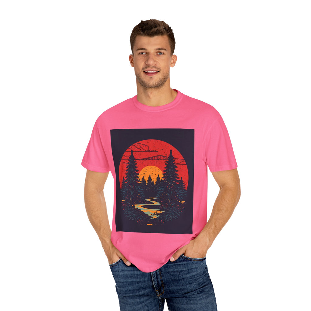 Nature Sunset Unisex T-shirt, Outdoor Adventure Tee, Camping Shirt, Hiking Gear, Mens and Womens Apparel