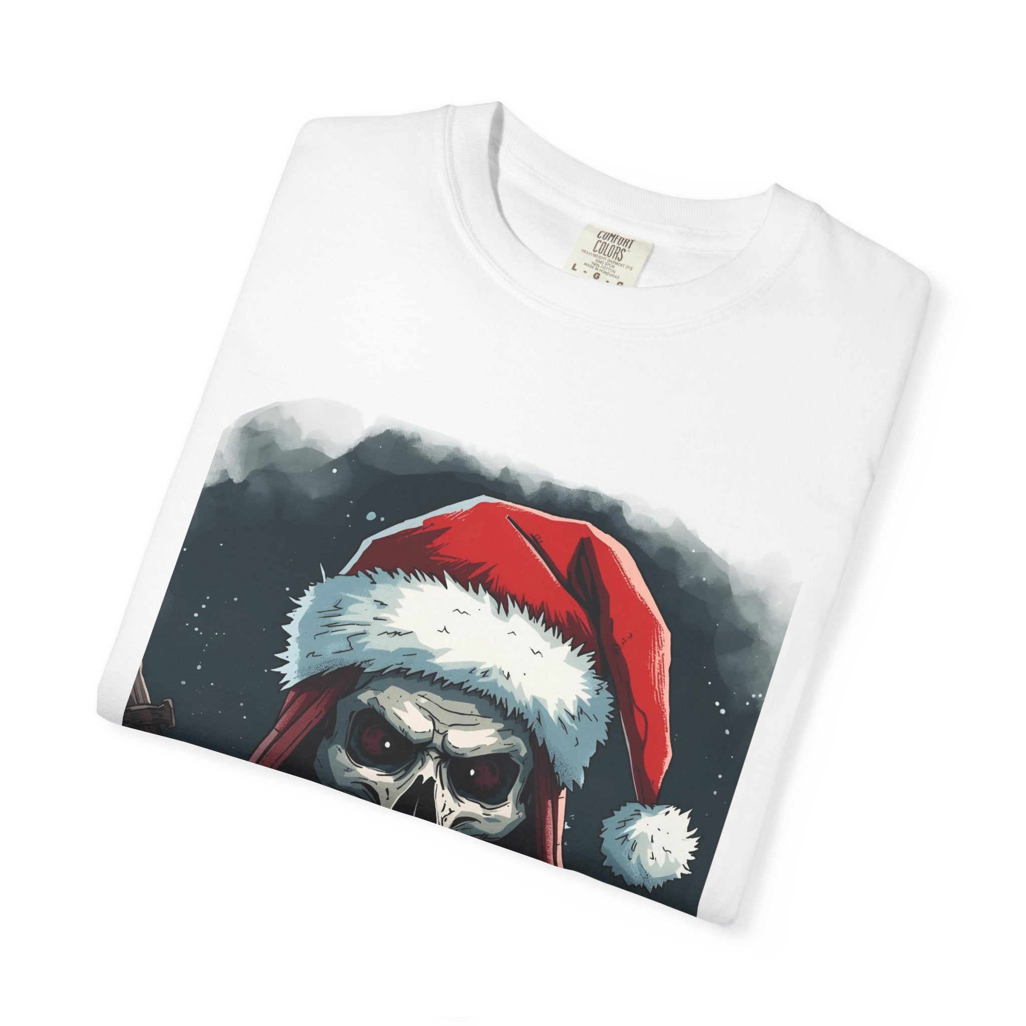 Spooky Santa Skull Graphic T-Shirt - Unisex Holiday Apparel, Christmas Gift, Casual Wear, Graphic Tee, Halloween Shirt