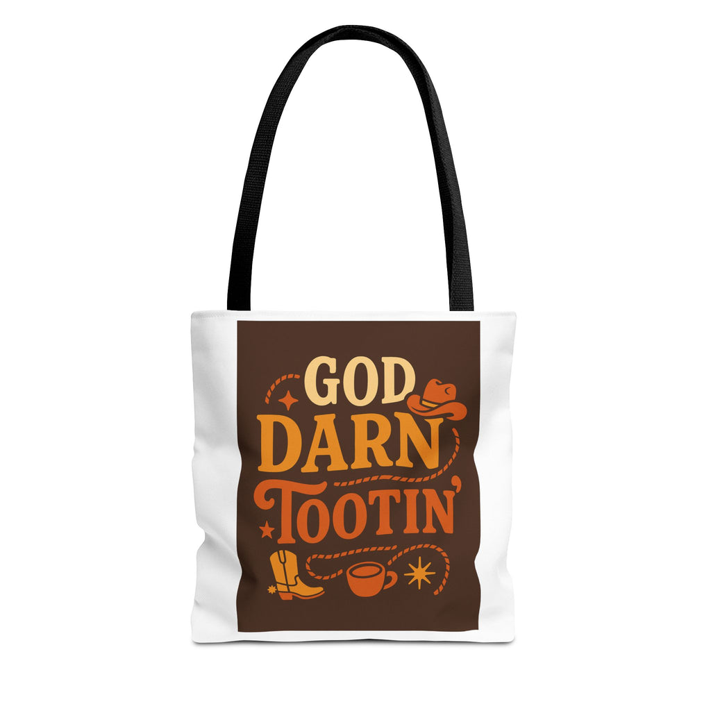 Western-Themed Tote Bag with 'God Darn Tootin' Design, Cowgirl Tote, Funny Grocery Bag, Cowboy Gift, Unique Beach Bag, Tote for Festivals
