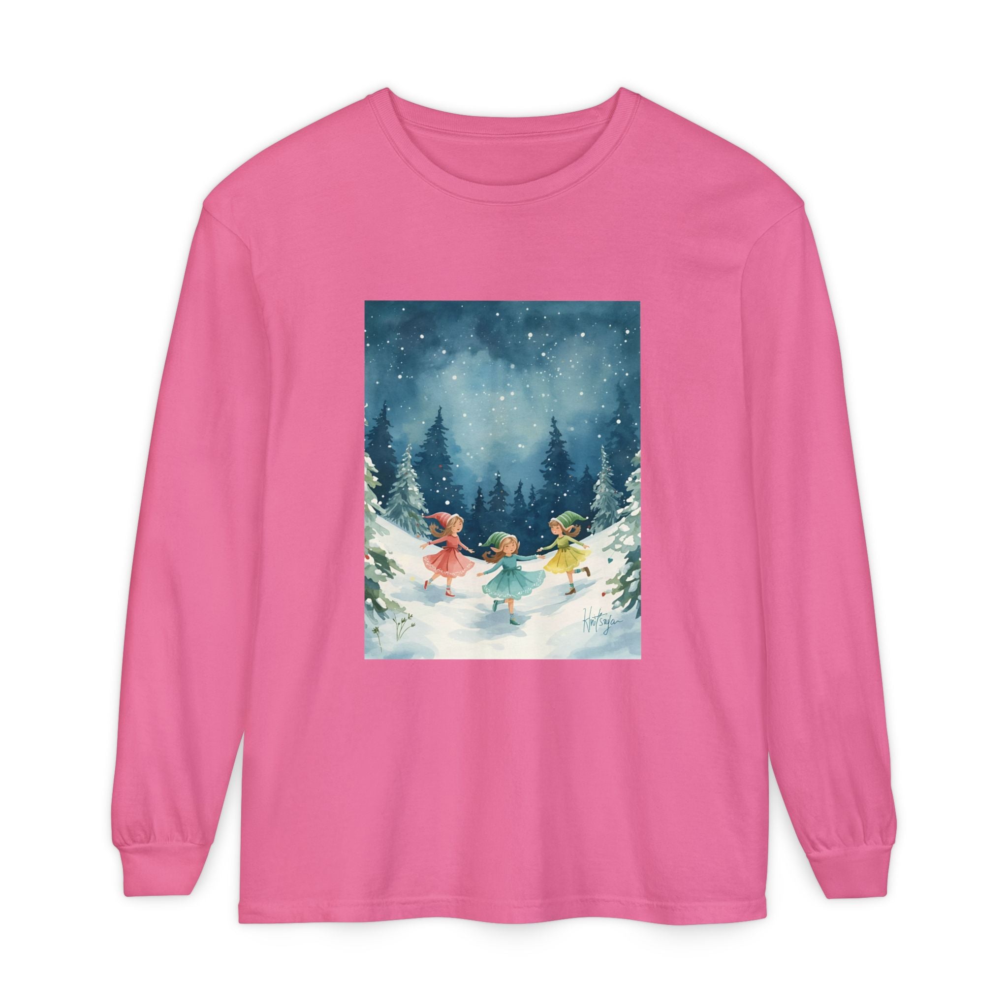 Winter Wonderland Long Sleeve T-Shirt, Cozy Graphic Tee, Perfect for Holidays, Gift for Her, Winter Apparel, Seasonal Fashion