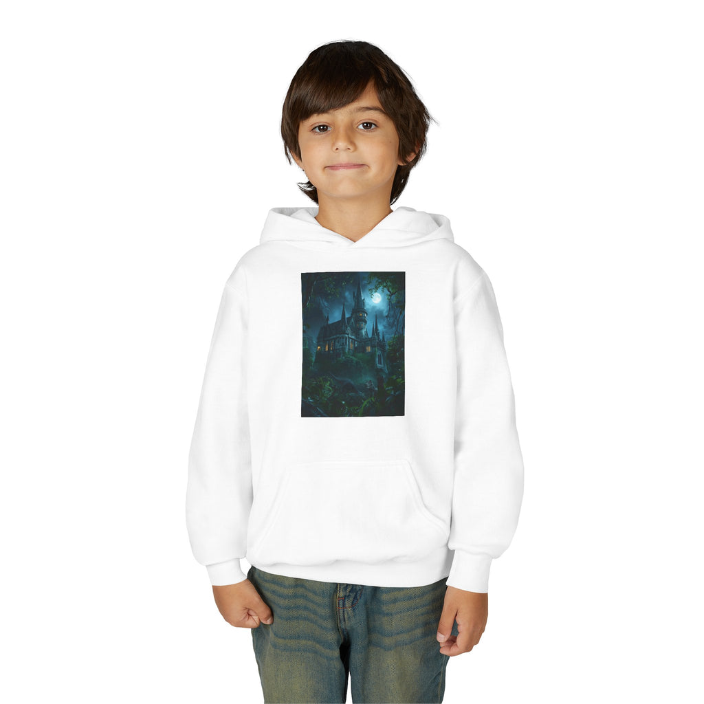 Mystical Night Scene Youth Hoodie | Perfect for Halloween, Cozy Days, Gifts for Kids, Adventure Apparel