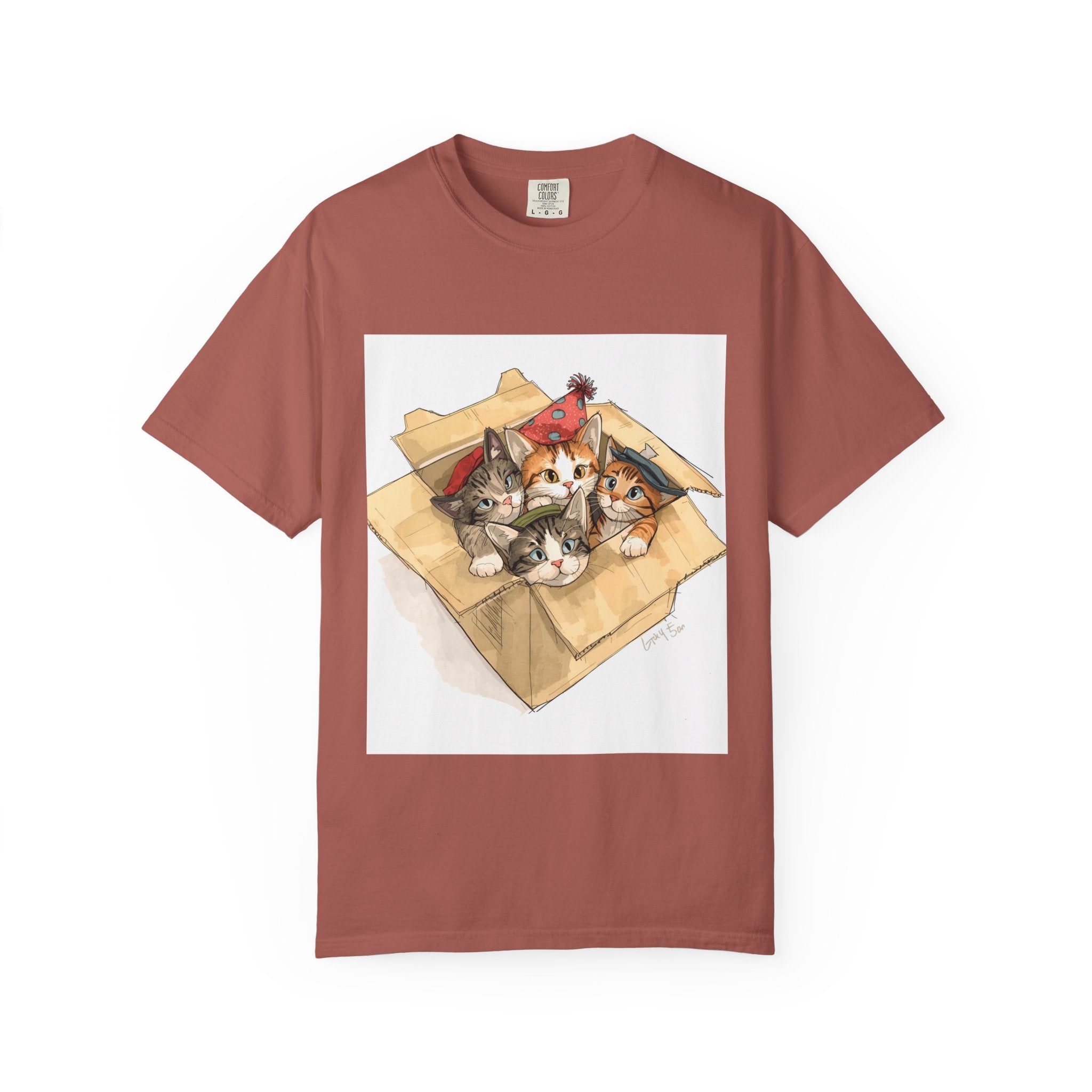 Cute Kittens In Box Unisex Garment-Dyed T-shirt