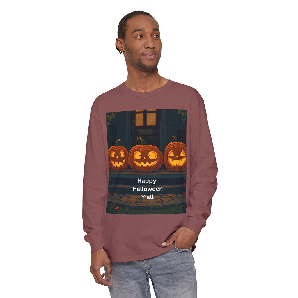 Halloween Pumpkin Long Sleeve T-Shirt, Fall Apparel, Comfortable Shirt, Unisex Halloween Tee, Seasonal Gift, Spooky Vibes