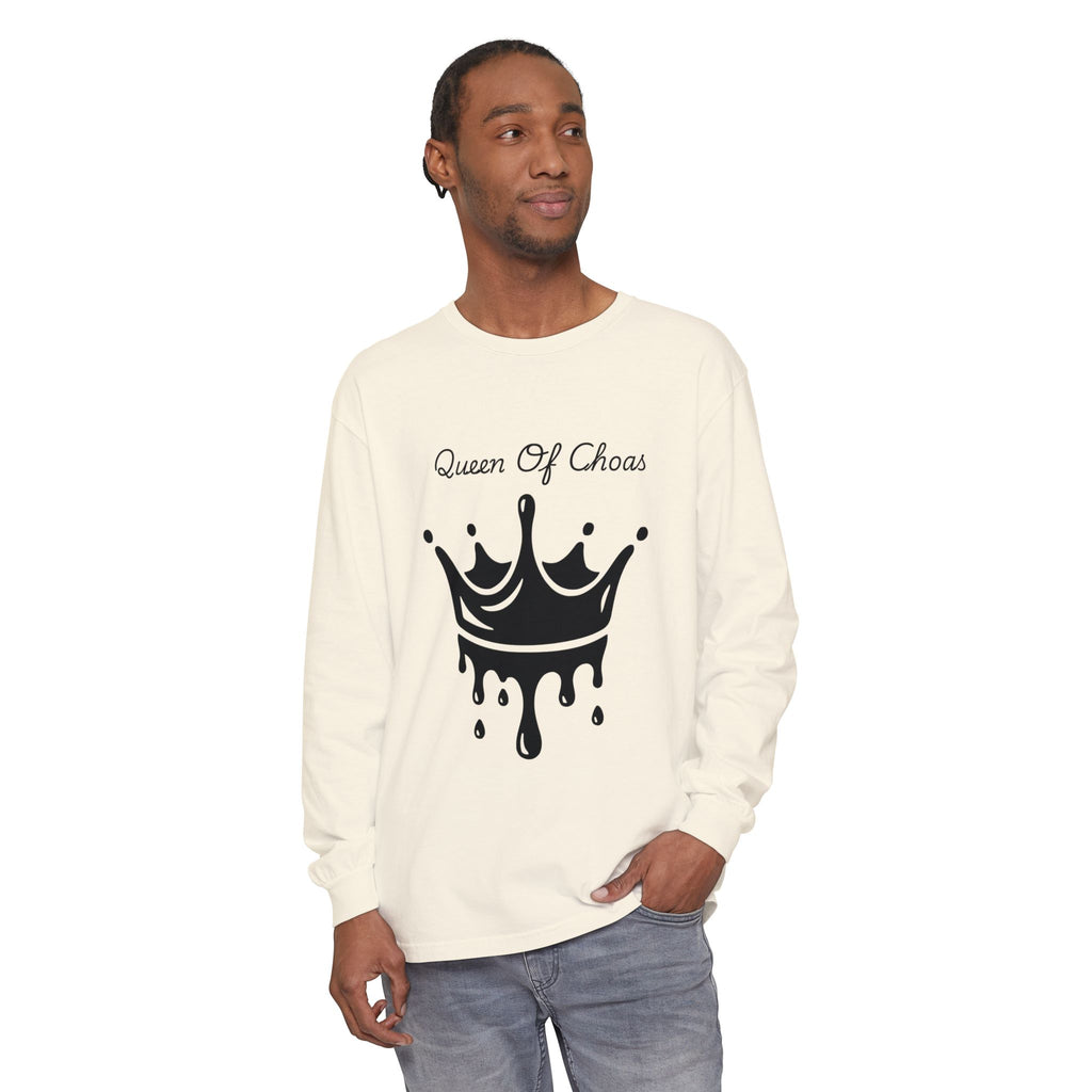 Queen of Chaos Long Sleeve T-Shirt - Stylish Unisex Apparel for Creative Souls, Casual Wear, Gift for Her, Birthday, Everyday Style