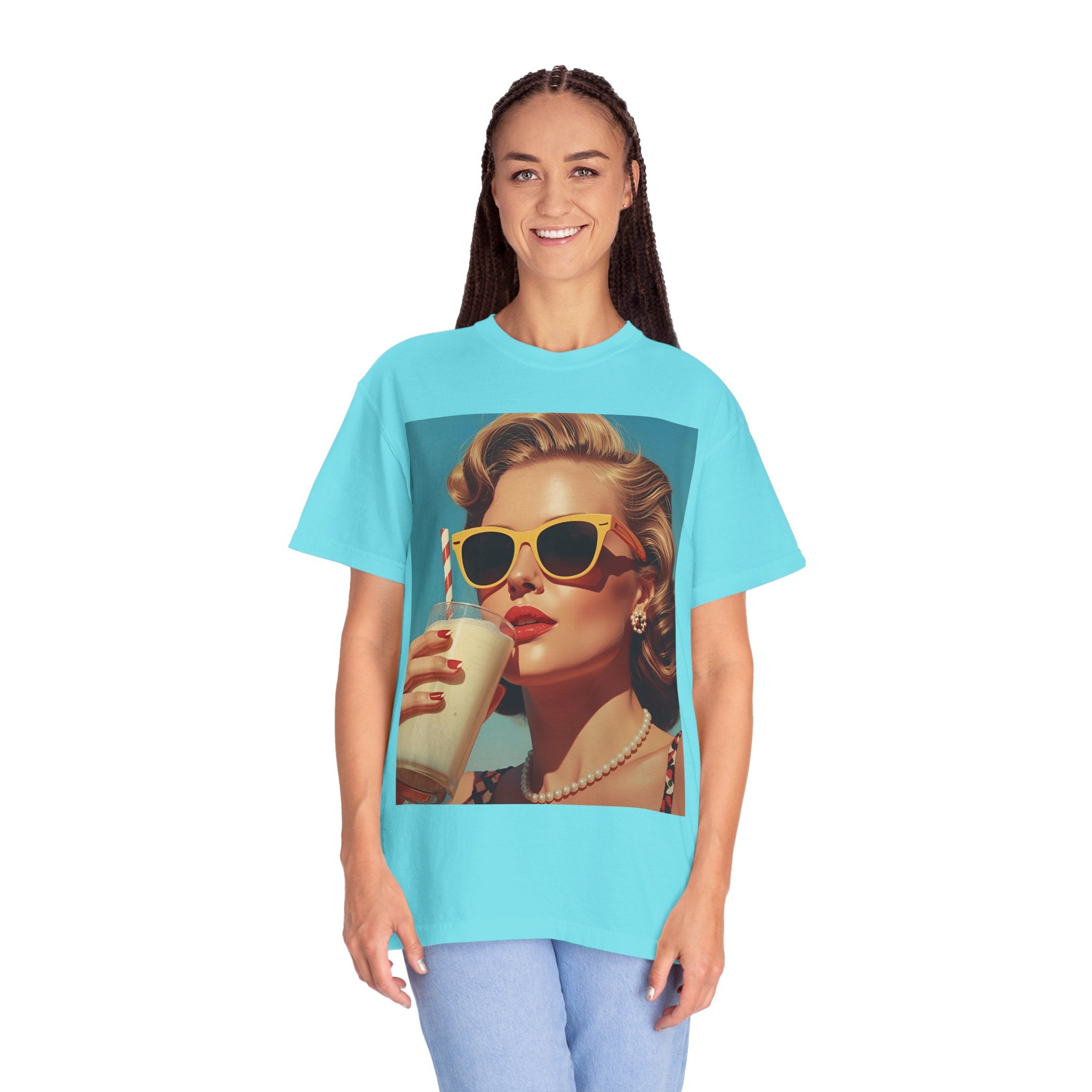 Retro Pop Art Summer Vibe T-shirt | Unisex Garment-Dyed Tee, Vintage Style Shirt, Trendy Summer Wear, Perfect Gift for Her, Casual Everyday Top