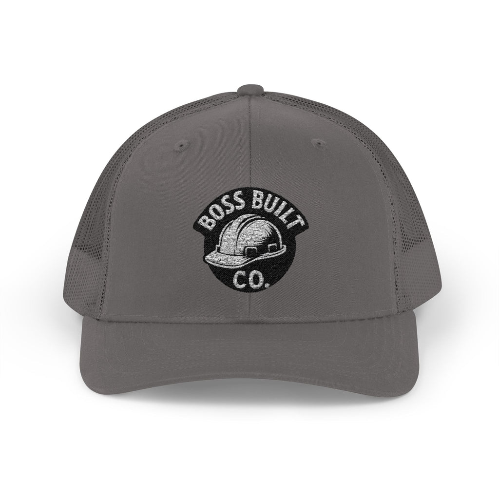 Boss Built Co. Mesh Trucker Cap — Vintage Hard Hat Logo Snapback