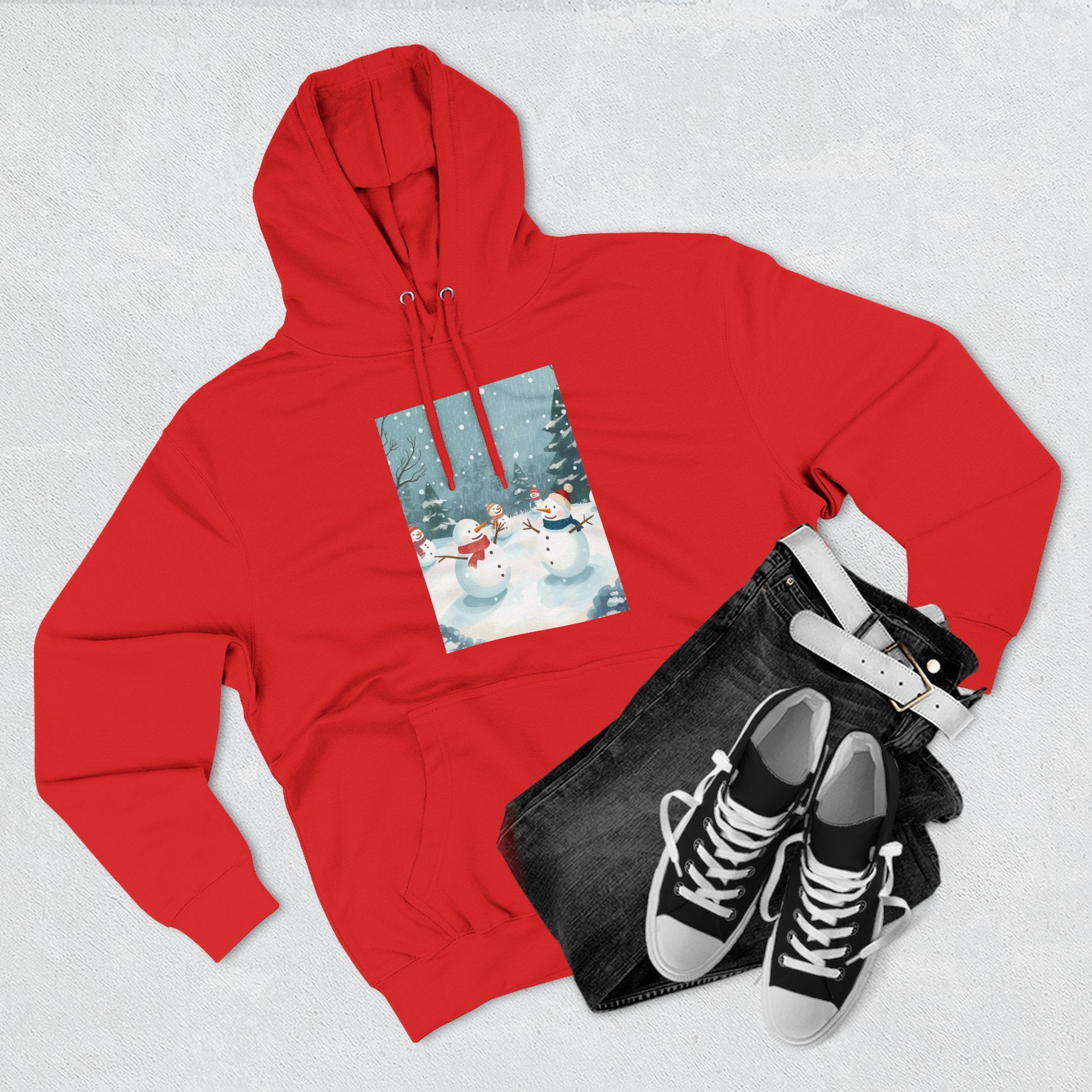Cozy Snowman Hoodie, Winter Apparel, Holiday Gift, Christmas, Fleece Hoodie, Seasonal Style, Cold Weather Wear