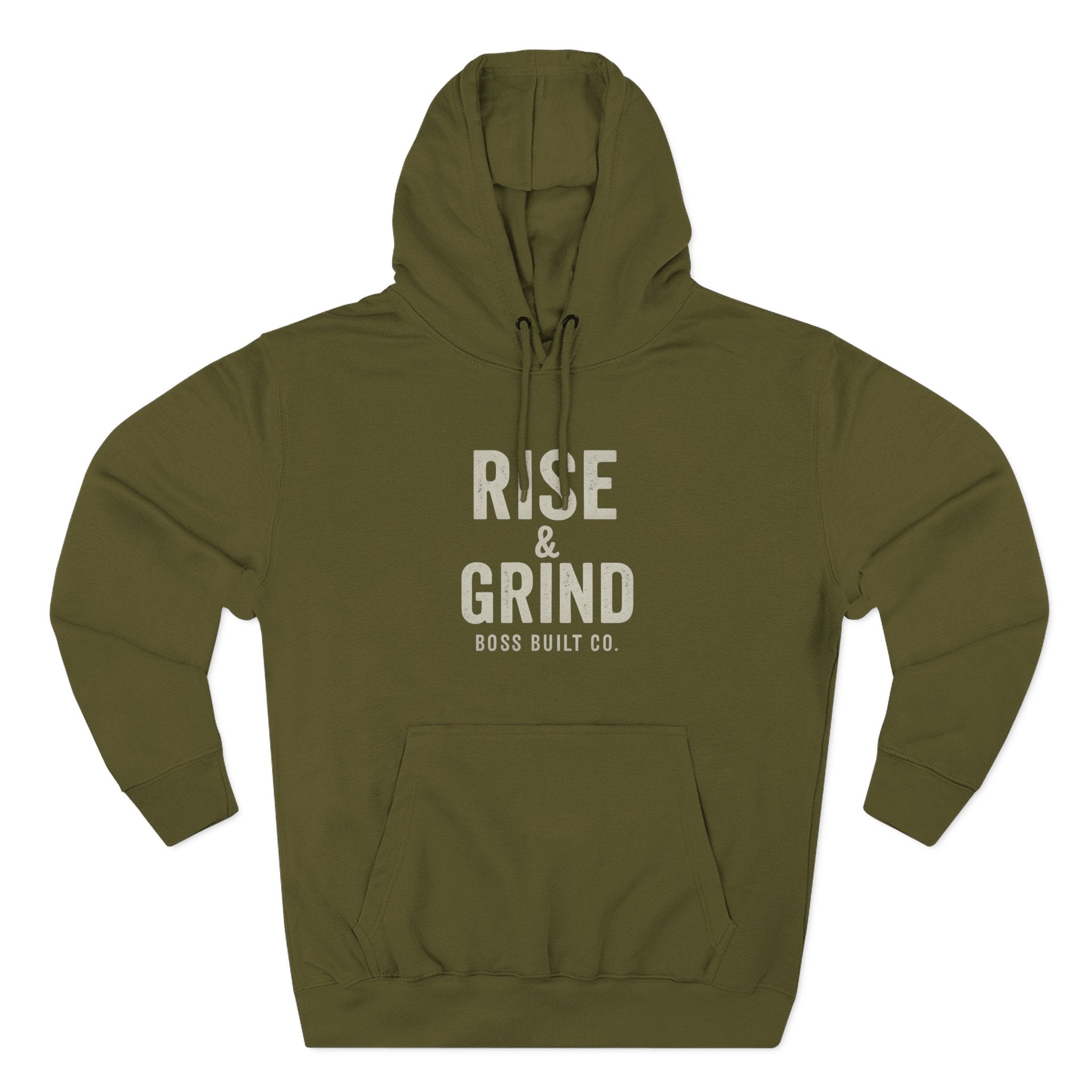 Boss Built Co Rise & Grind Hoodie — Motivational Fleece Pullover for Hustle Mindset
