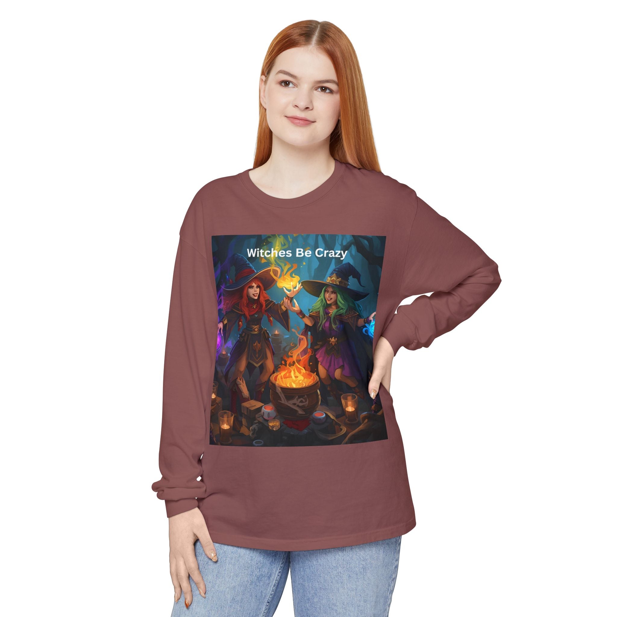 Spooky Halloween Witches Be Crazy Long Sleeve T-Shirt, Halloween Top, Witchy Apparel, Unisex Shirt, Spooky Gift, Casual Wear