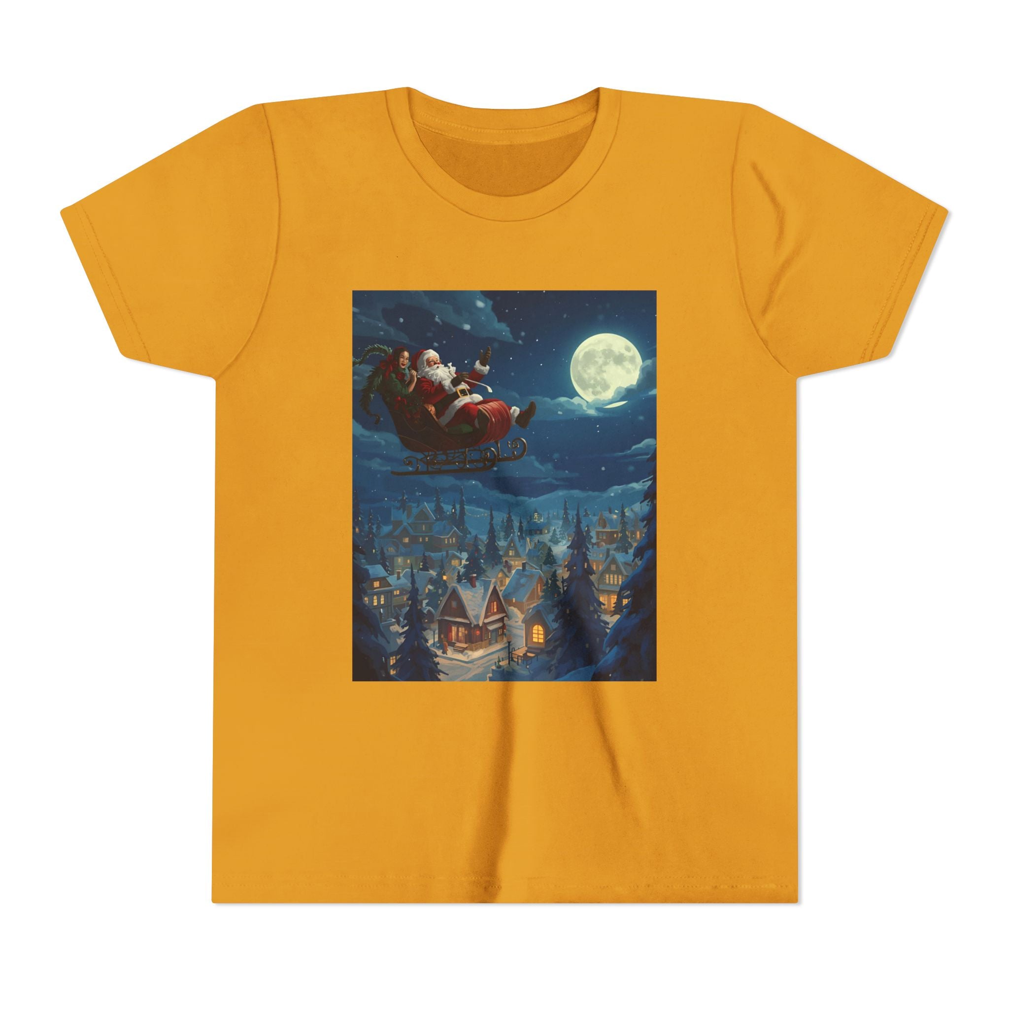 Christmas Santa Sleigh Youth Short Sleeve Tee