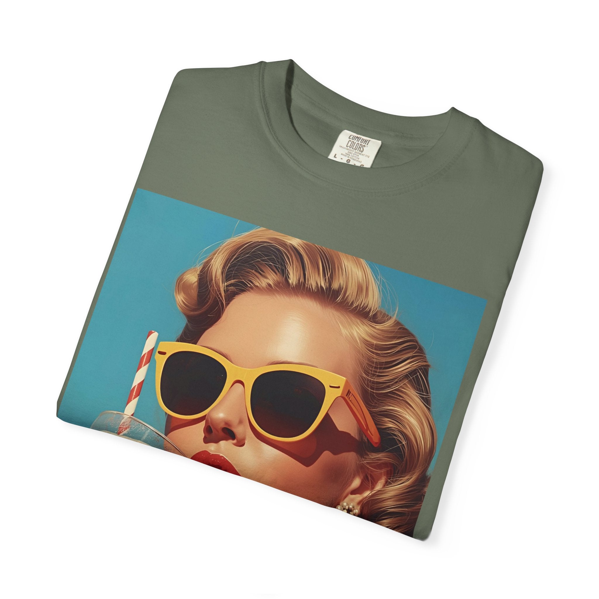 Retro Pop Art Summer Vibe T-shirt | Unisex Garment-Dyed Tee, Vintage Style Shirt, Trendy Summer Wear, Perfect Gift for Her, Casual Everyday Top