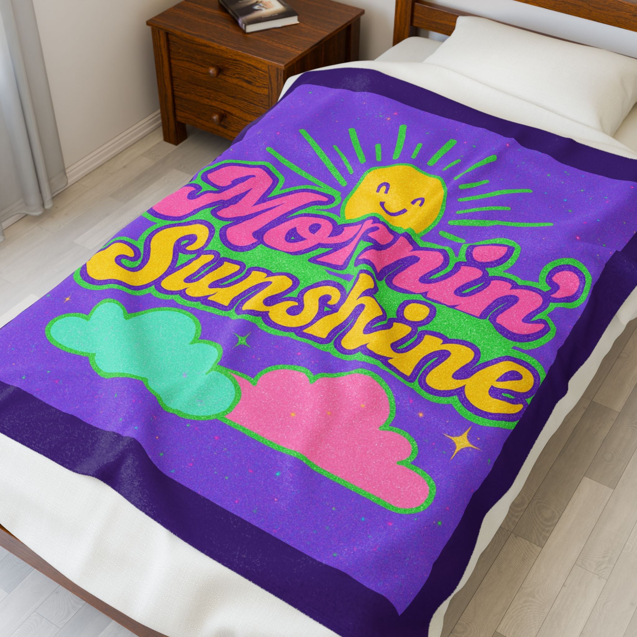 Mornin' Sunshine Velveteen Plush Blanket - Cozy, Bright & Colorful
