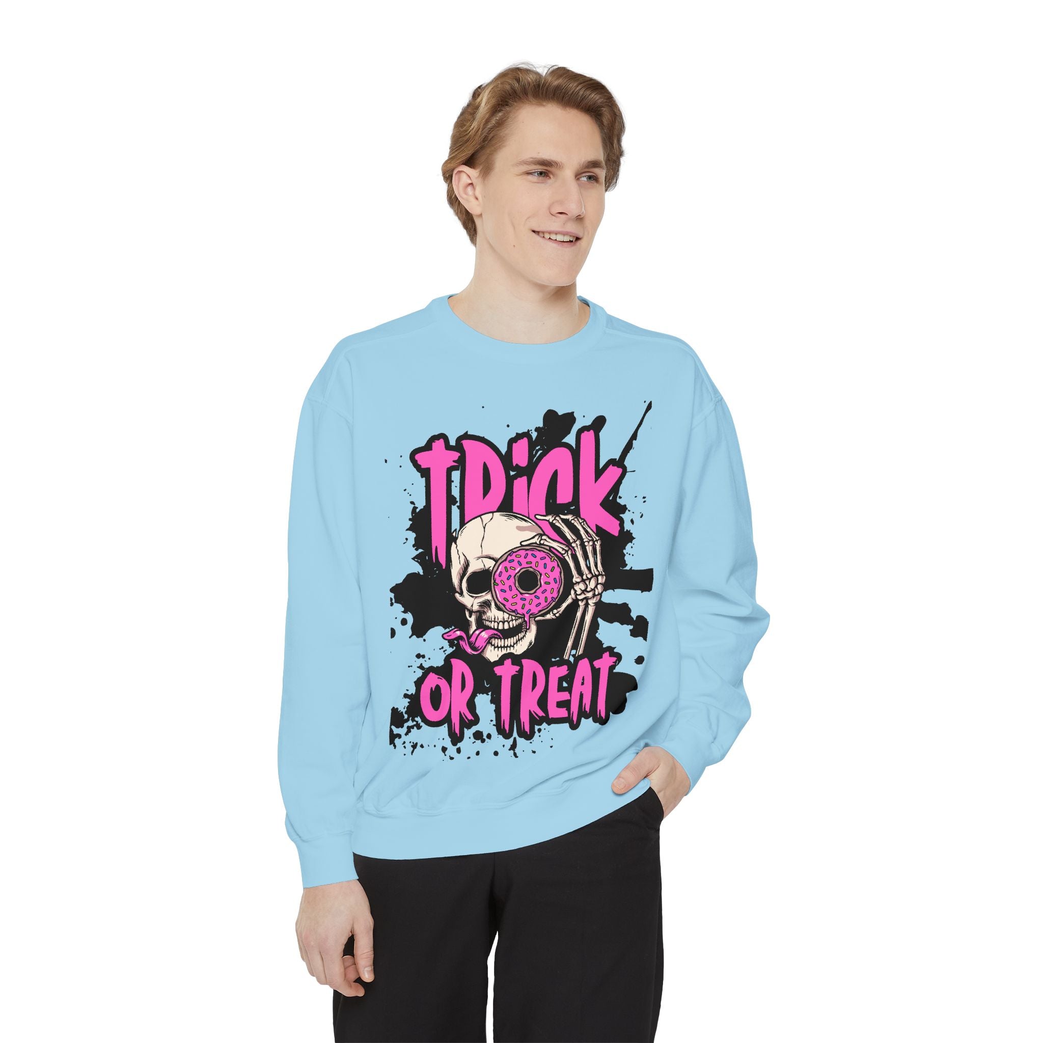 Trick or Treat Skull Unisex Garment-Dyed Sweatshirt