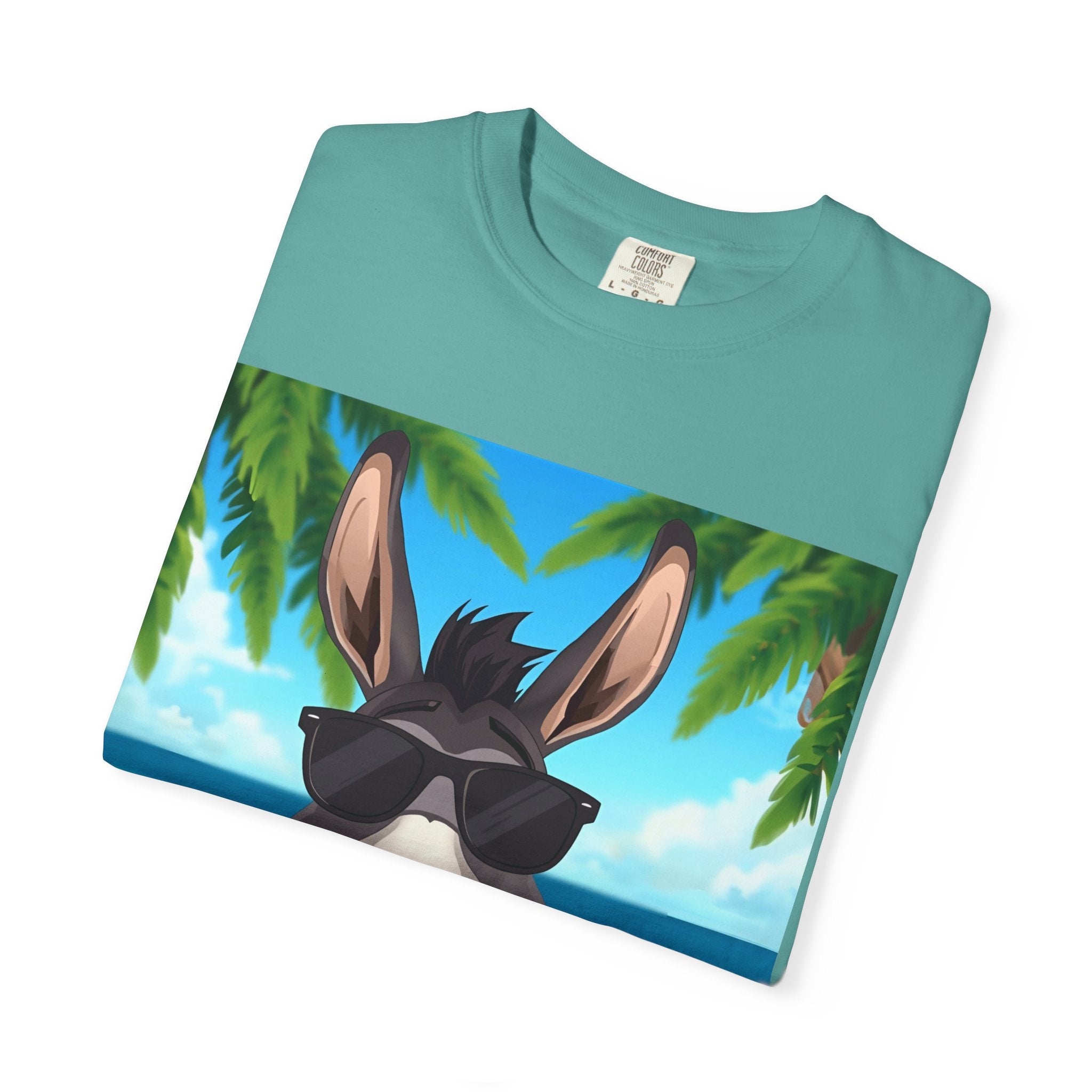 Chill Donkey Sunset T-Shirt, Unisex Summer Tee, Casual Beachwear, Gift for Animal Lovers, Fun Vacation Shirt