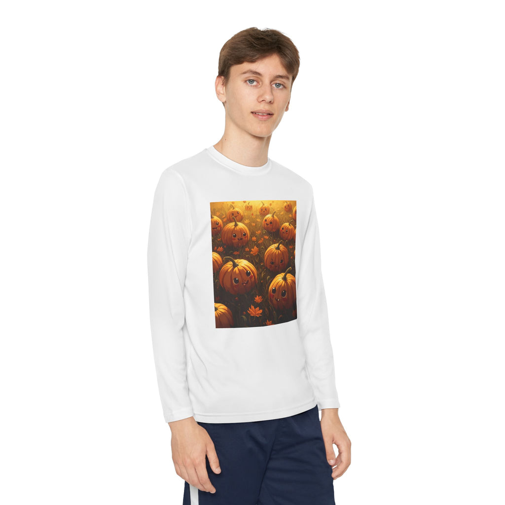 Happy Halloween Pumpkin Youth Long Sleeve Competitor Tee