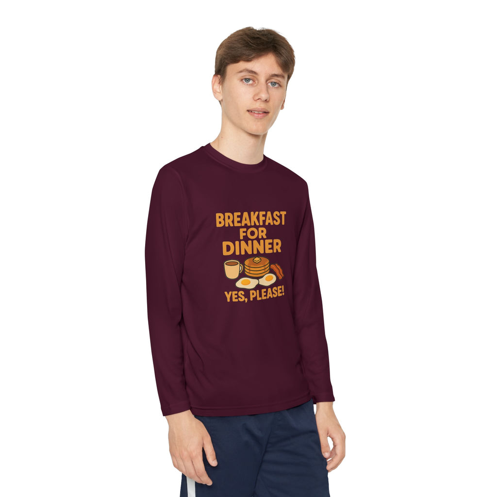 Breakfast For Dinner Youth Long Sleeve Competitor Tee