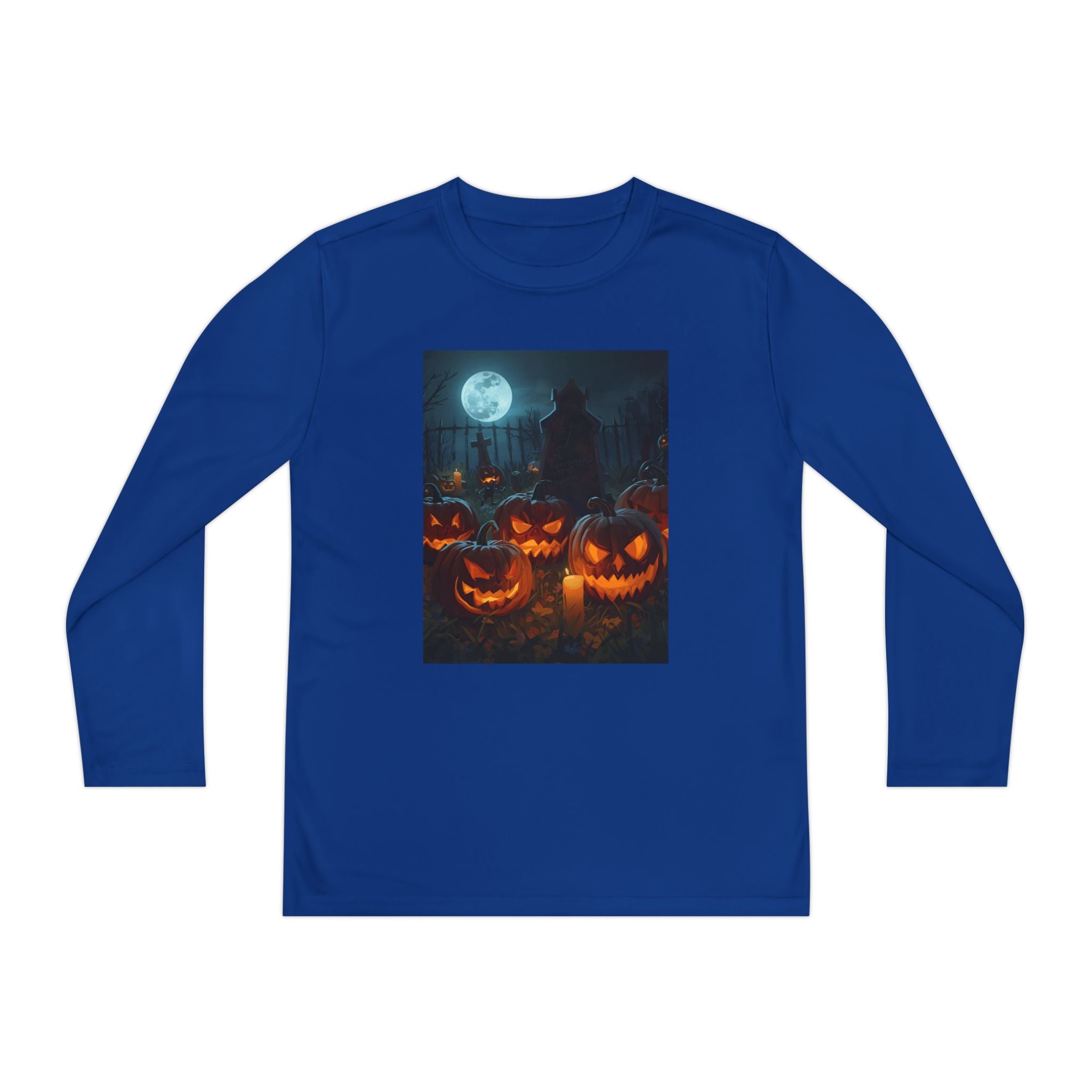 Spooky Halloween Pumpkin Youth Long Sleeve Competitor Tee