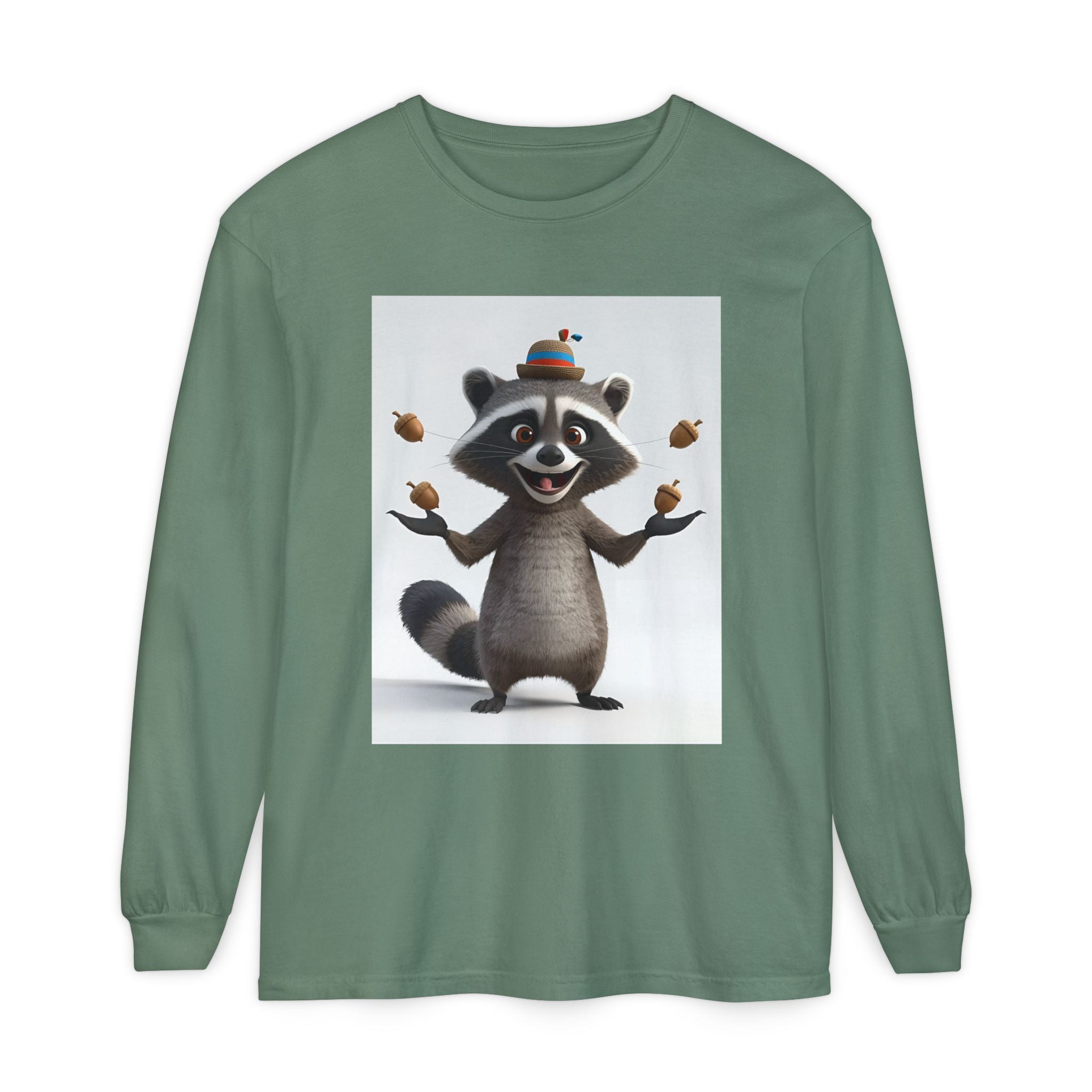 Raccoon Unisex Garment-dyed Long Sleeve T-Shirt