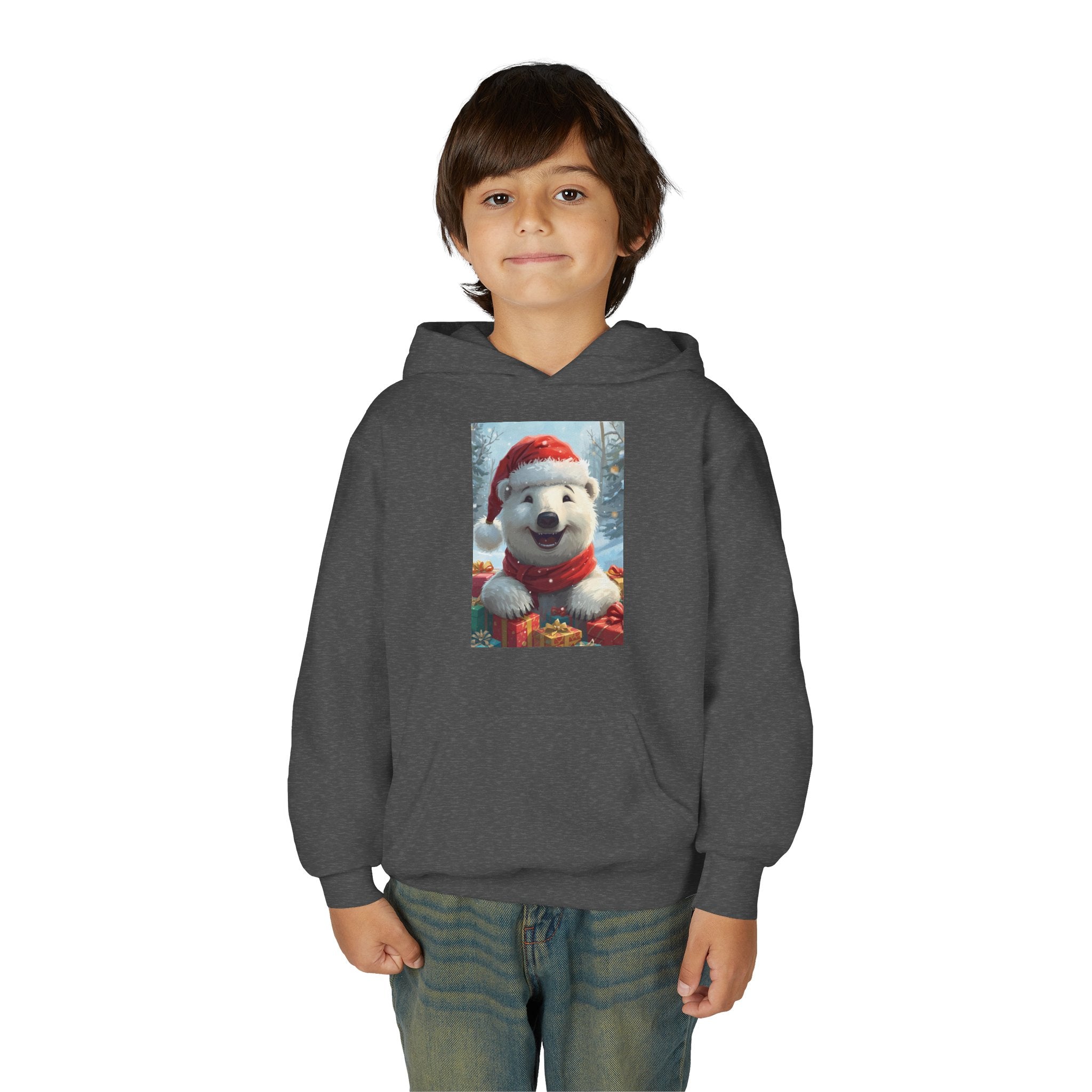Christmas Bear Youth Heavy Blend Hooded Sweatshirt