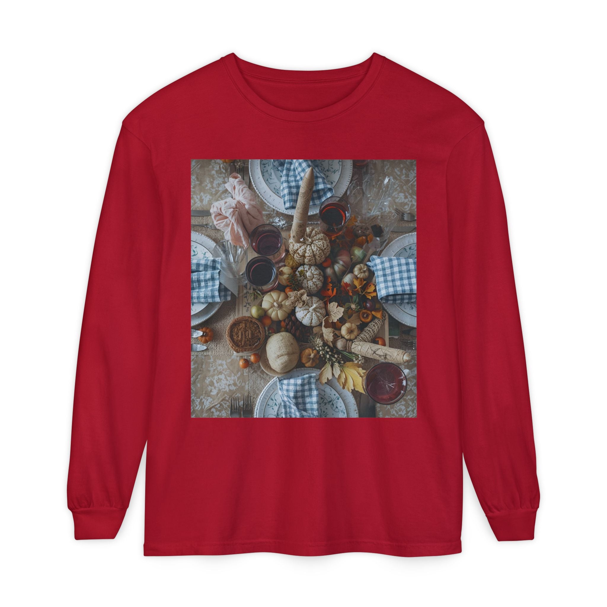 Rustic Gatherings Festive Long Sleeve T-Shirt for Gatherings, Casual Wear, Thanksgiving Shirt, Cozy Gift, Holiday Celebration Tee